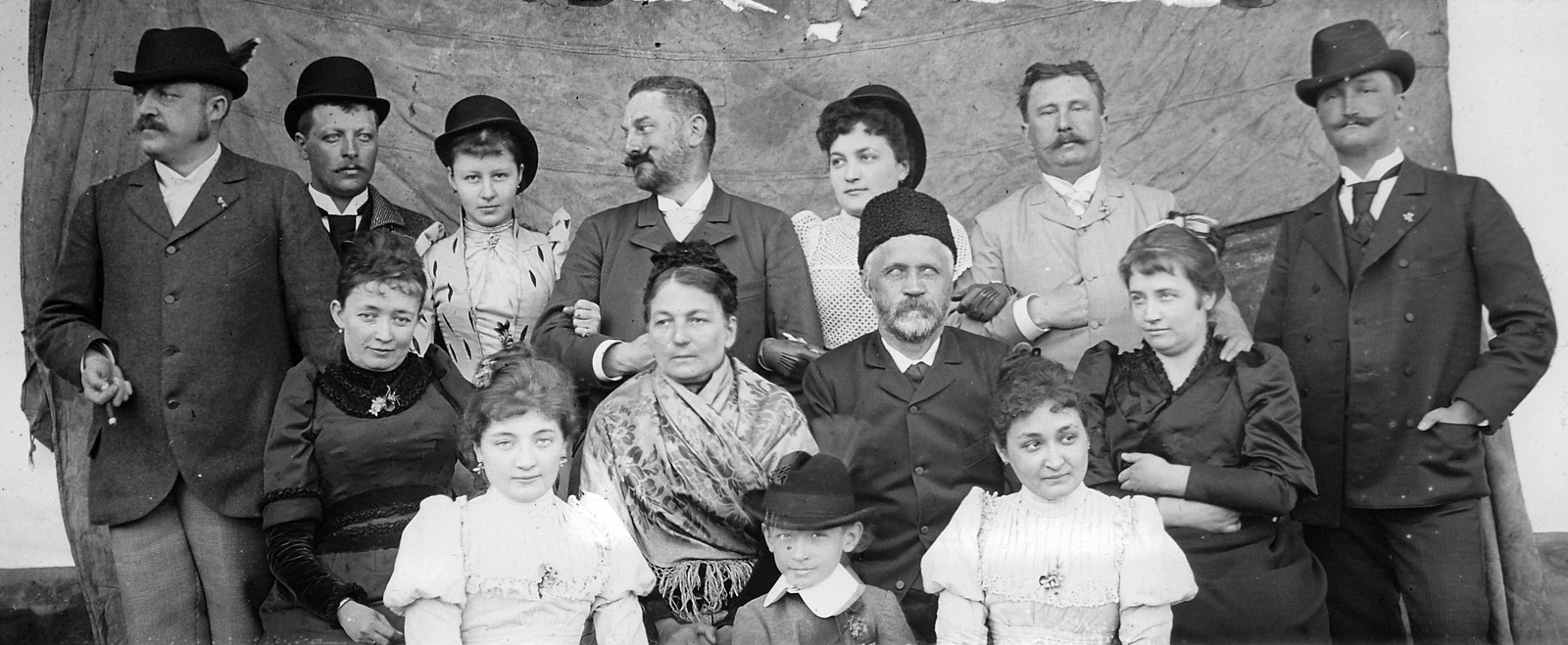 1900, Fortepan, tableau, hand-in-waistcoat, blind person, Fortepan #21242