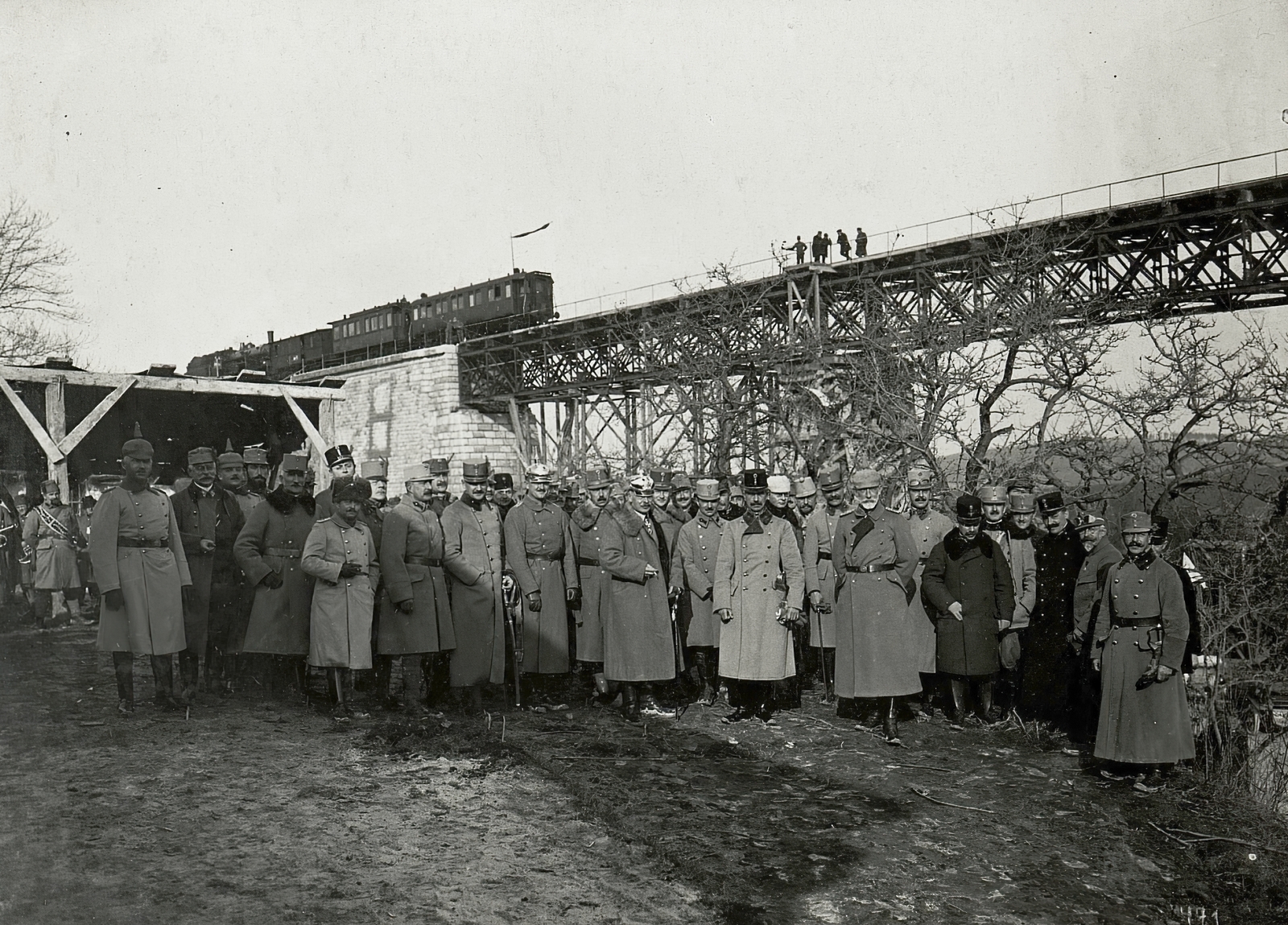Ukrajna, Pluhiv, (ekkor Płuhów), az újjáépített Böhm Ermolli vasúti viadukt átadása 1915. november 8-án., 1915, Österreichische Nationalbibliothek, viadukt, Fortepan #212650