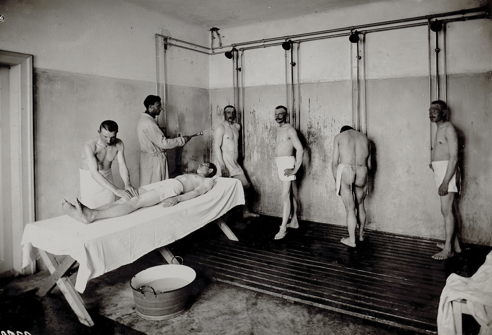 1915, Österreichische Nationalbibliothek, shower, bathing place, shower, nude figure, Fortepan #212738