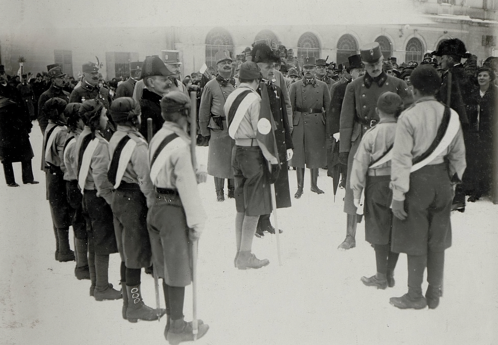 Olaszország, Trento, jobbra IV. Károly magyar király. A felvétel 1917. január 15-én készült., 1917, Österreichische Nationalbibliothek, szemle, Fortepan #212778