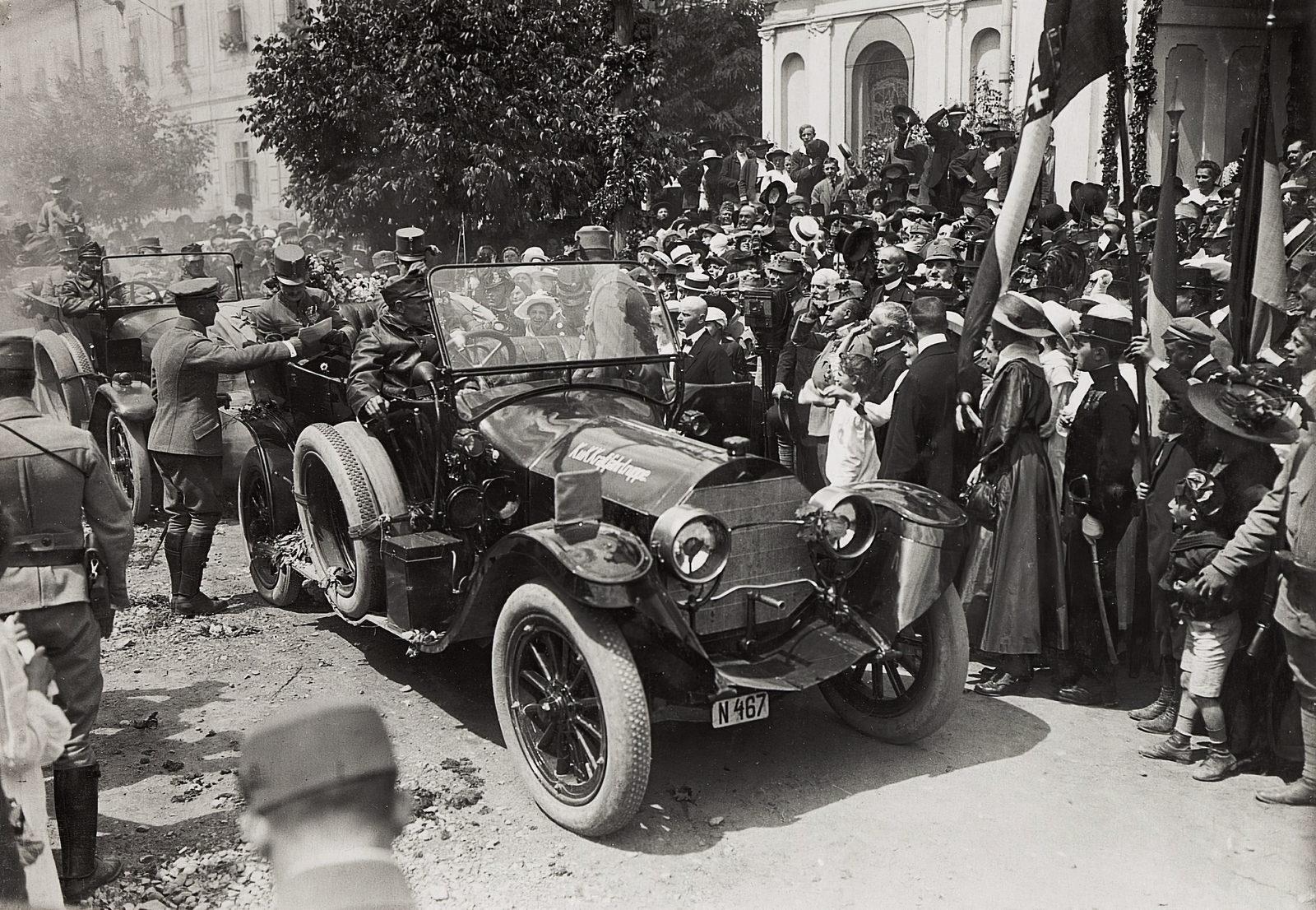 1915, Österreichische Nationalbibliothek, flag, soldier, automobile, Fortepan #212803