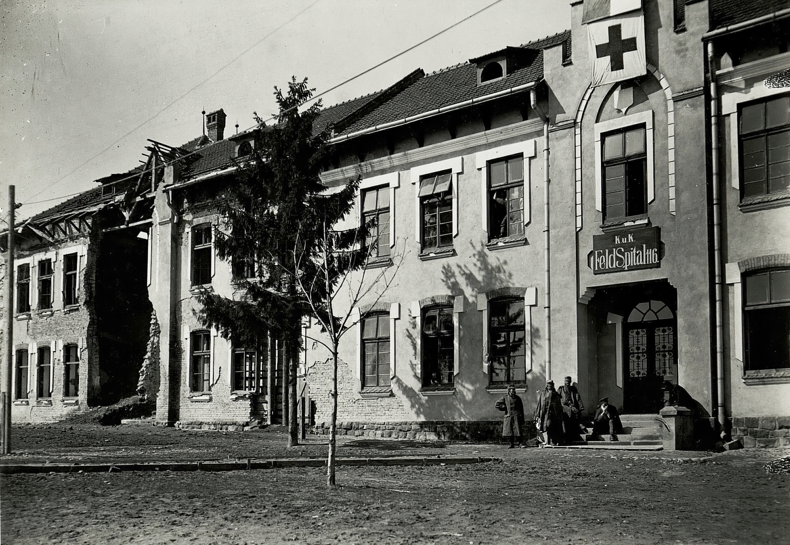 Ukraine, (ekkor Rożniatów), Skilna utca 1., a Császári és Királyi Hadsereg 116. számú tábori kórháza (később középiskola). A felvétel 1917. április 4-én készült., 1917, Österreichische Nationalbibliothek, medical institution, Fortepan #212817