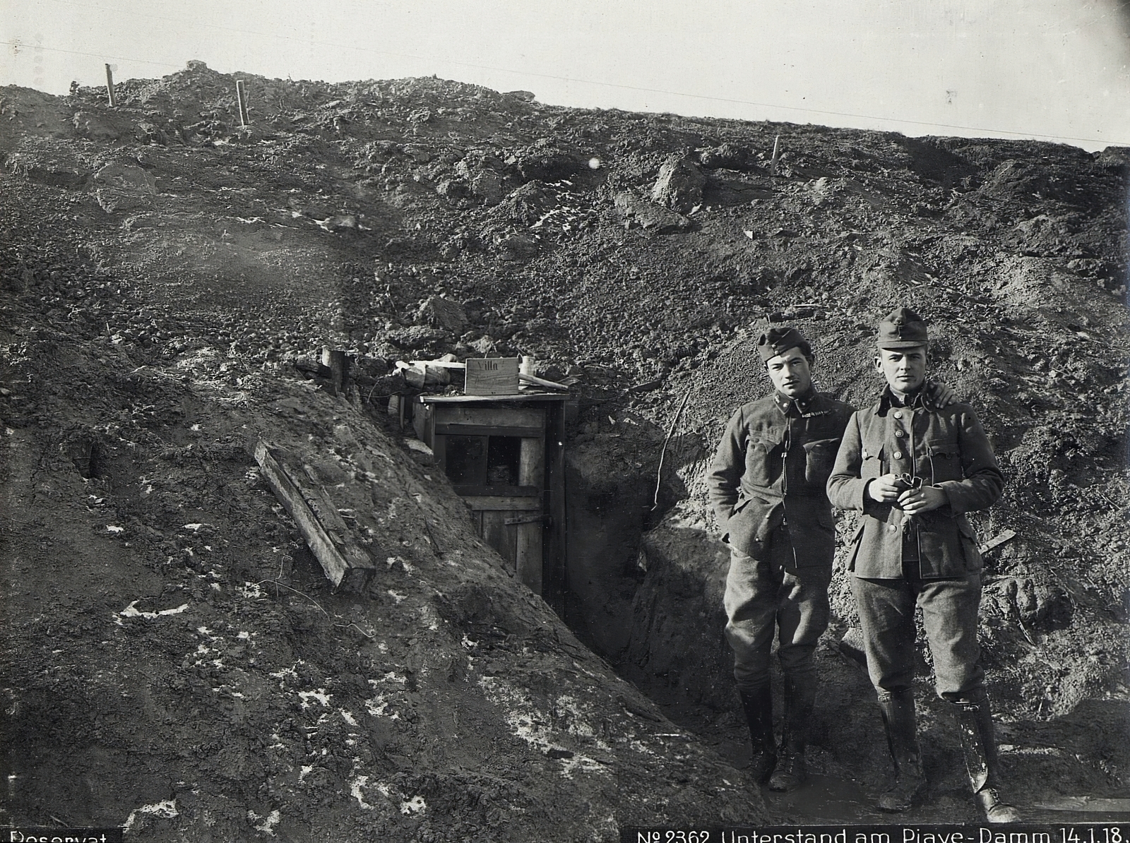 Italy, a Császári és Királyi Hadsereg egyik fedezéke a Piave folyó közelében., 1918, Österreichische Nationalbibliothek, trench, Fortepan #212829