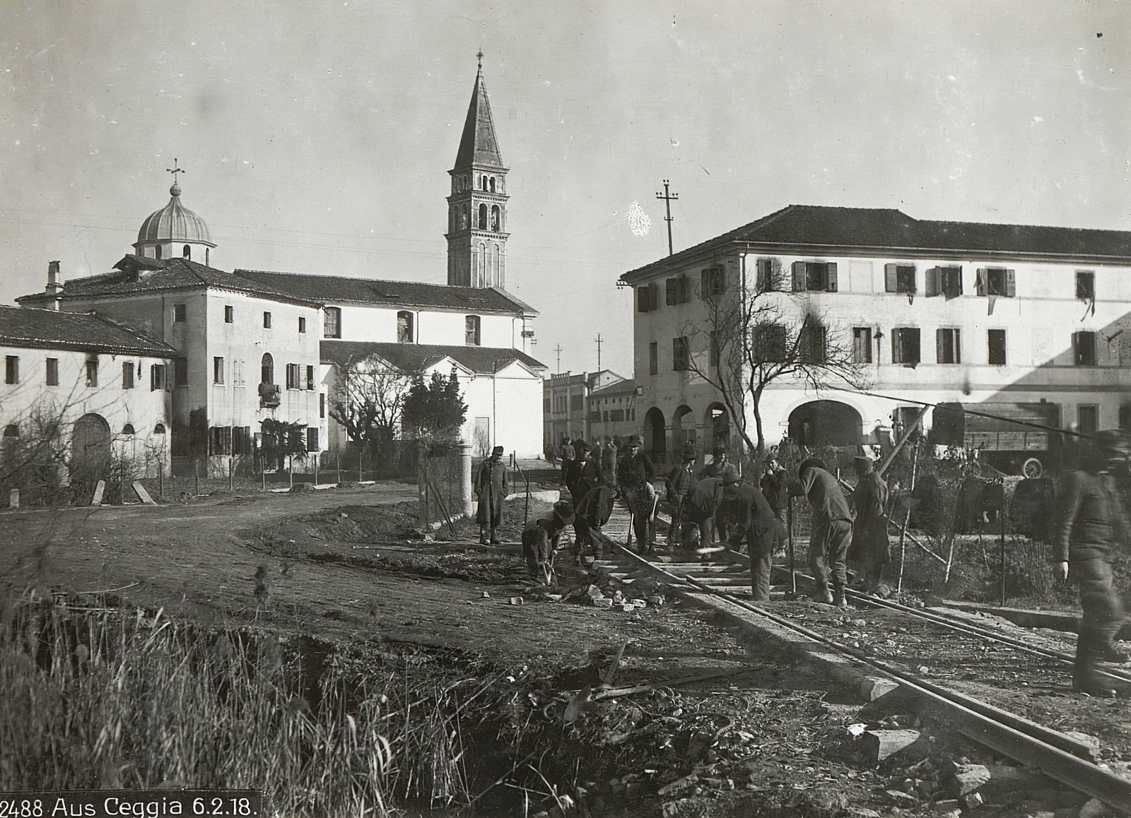 Italy, a Via Roma a San Vitale Martire-templom felé nézve., 1918, Österreichische Nationalbibliothek, Fortepan #212835