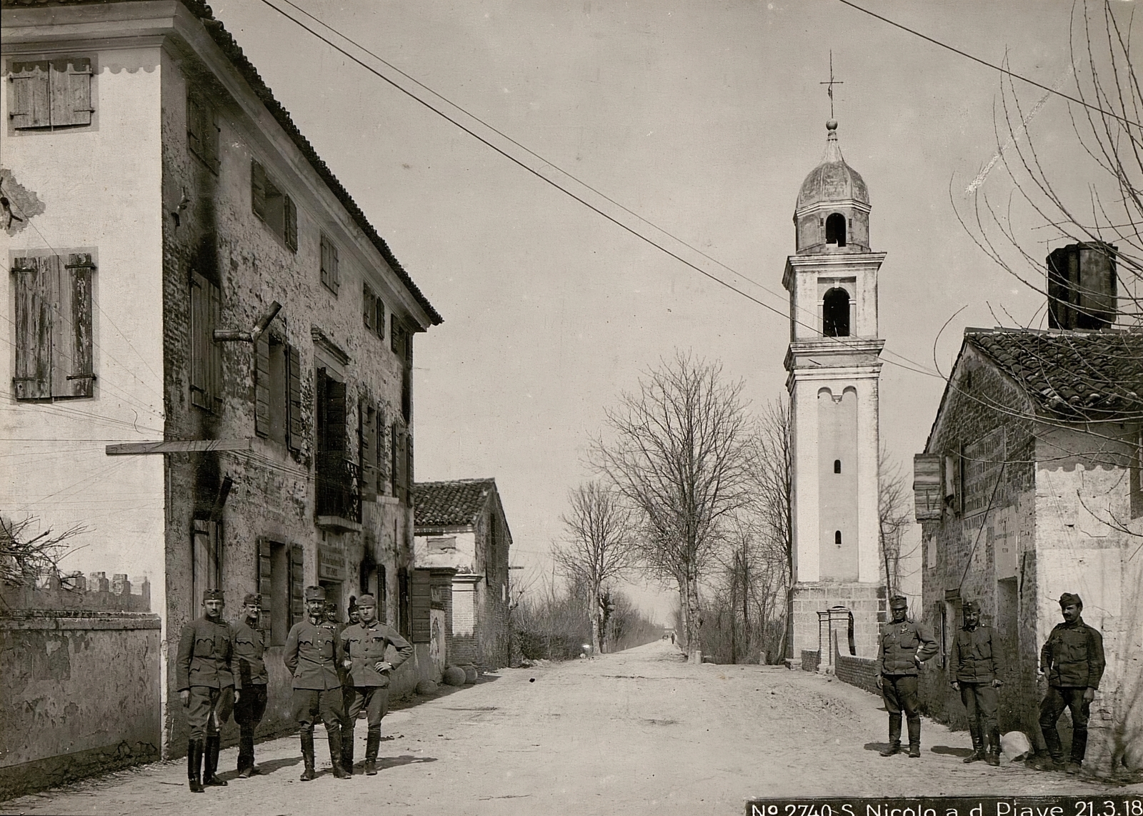 Italy, San Nicolò településrész, Via Quattro Novembre, szemben az Annunciazione di Maria Vergine-templom harangtornya., 1918, Österreichische Nationalbibliothek, Fortepan #212845