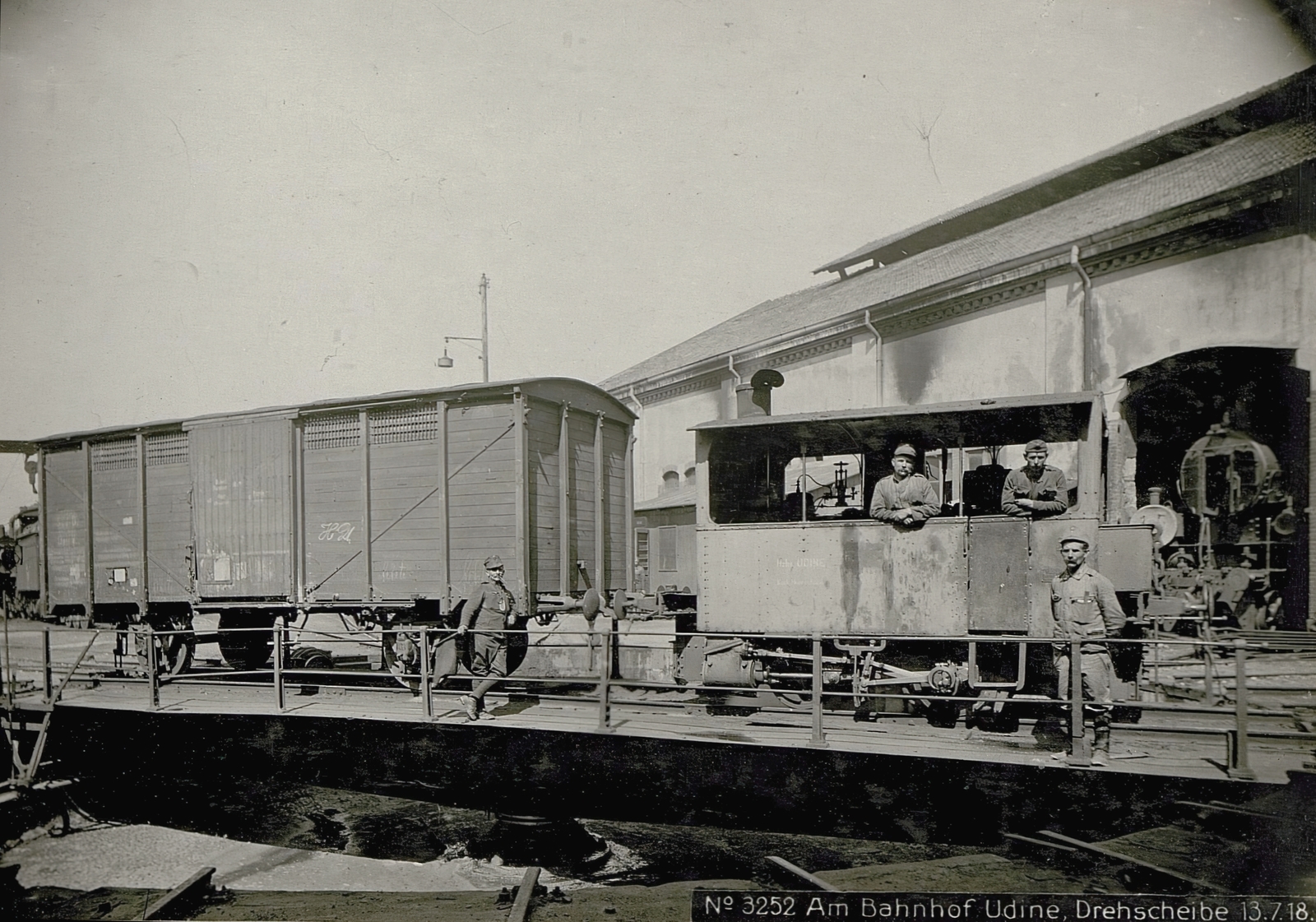 Italy, Udine, pályaudvar., 1918, Österreichische Nationalbibliothek, railway turntable, Fortepan #212860