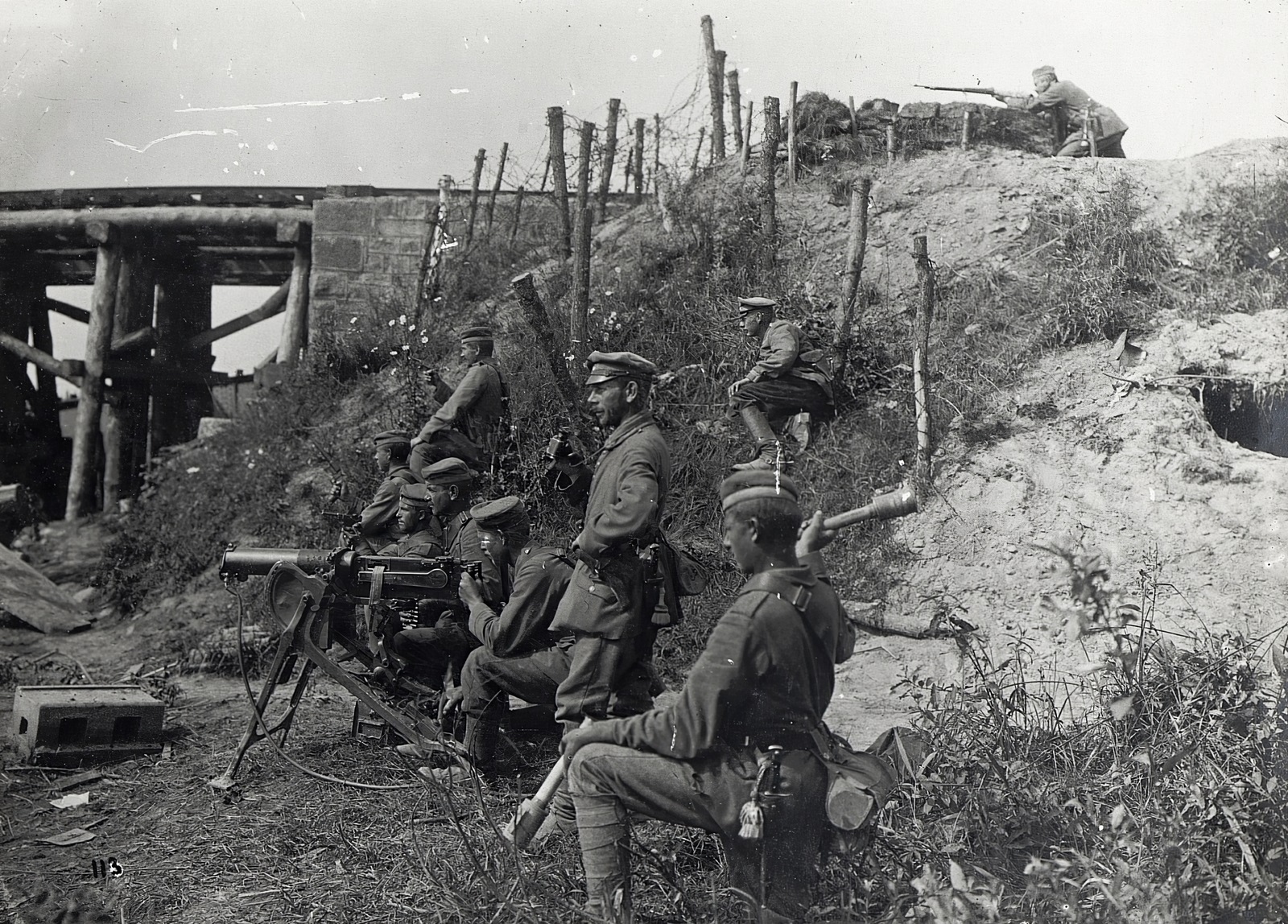 1917, Österreichische Nationalbibliothek, bridge, machine gun, Fortepan #212945