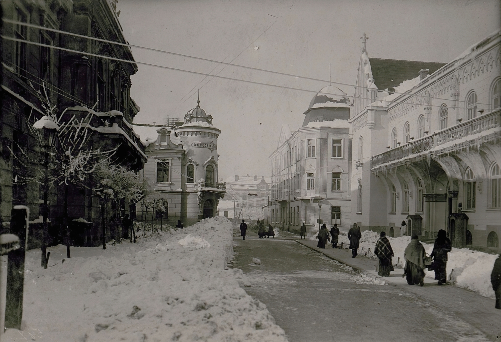 Ukrajna, Berezsani, (ekkor Brzezany), Bankova utca a Sztepan Bandera utca felé nézve., 1917, Österreichische Nationalbibliothek, Fortepan #212957