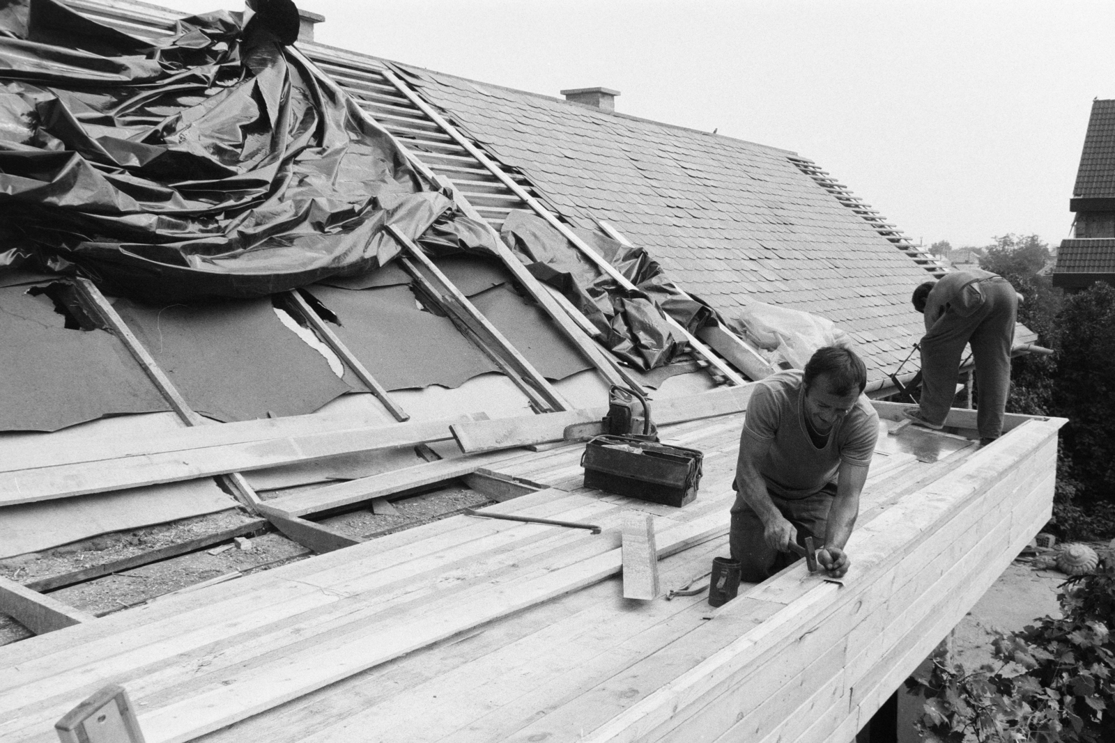 1987, Szalay Zoltán, carpenter, construction, roof, Fortepan #213105