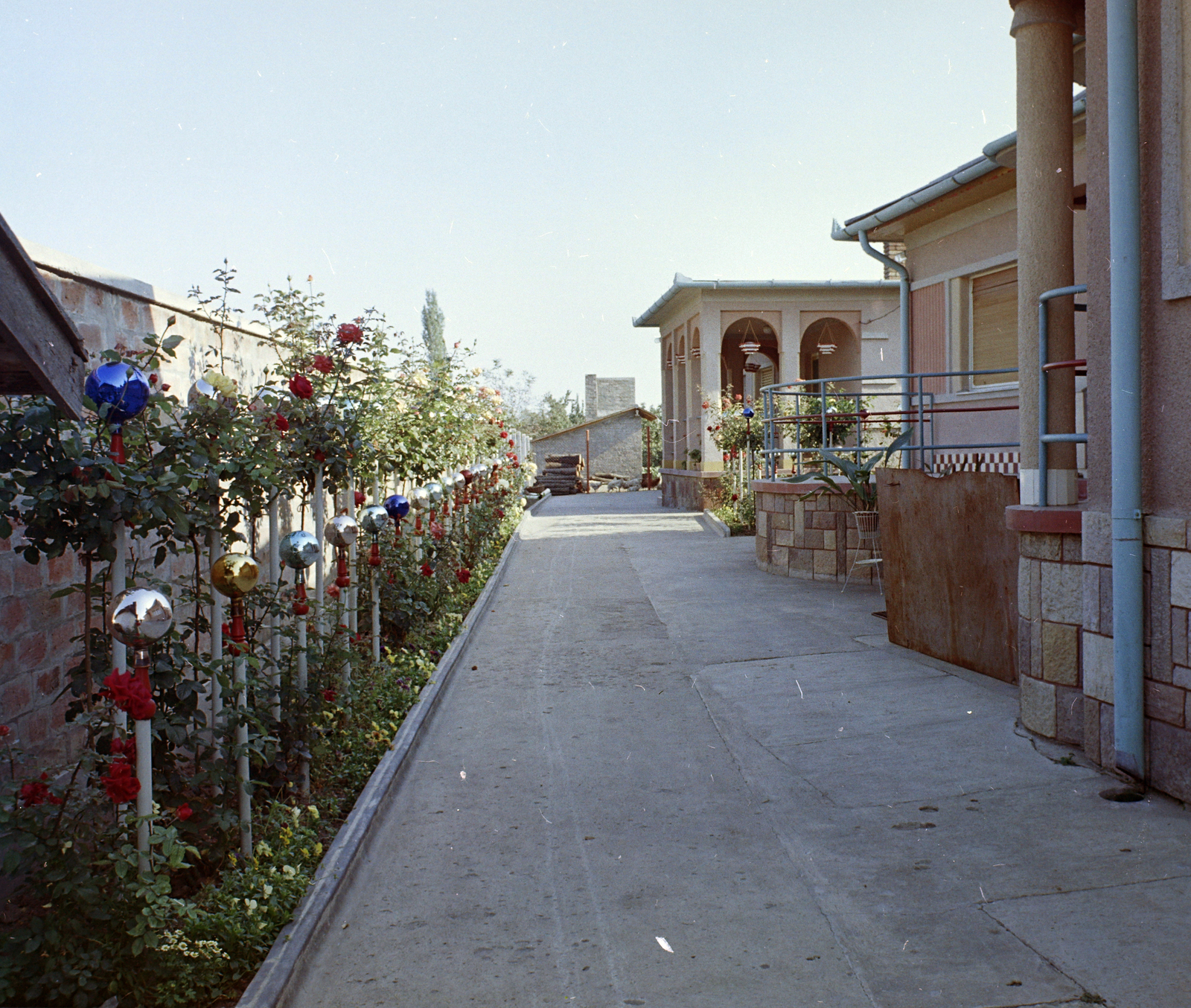 1970, FŐFOTÓ, Kádár-cube, arch, flower, gutter, iron door, yard, village, rose, picket, Fortepan #214862