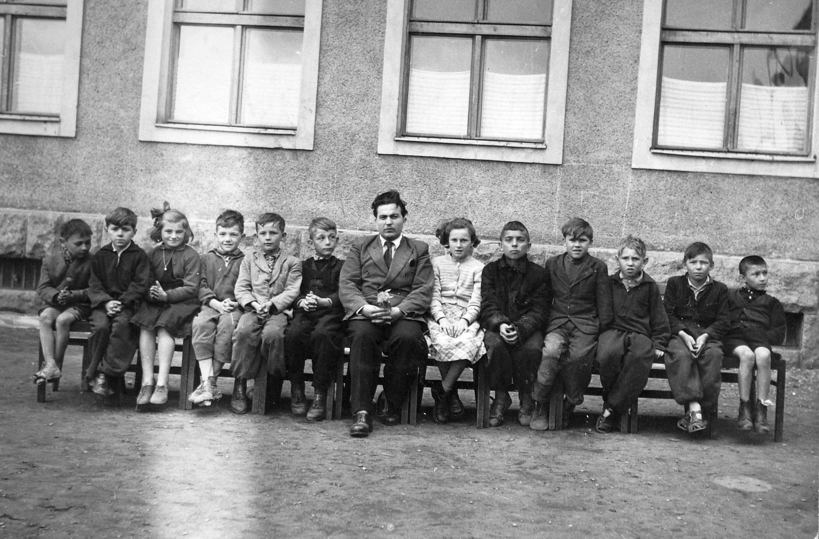 1954, Nagy Csilla, class photo, tableau, teacher, Fortepan #21514