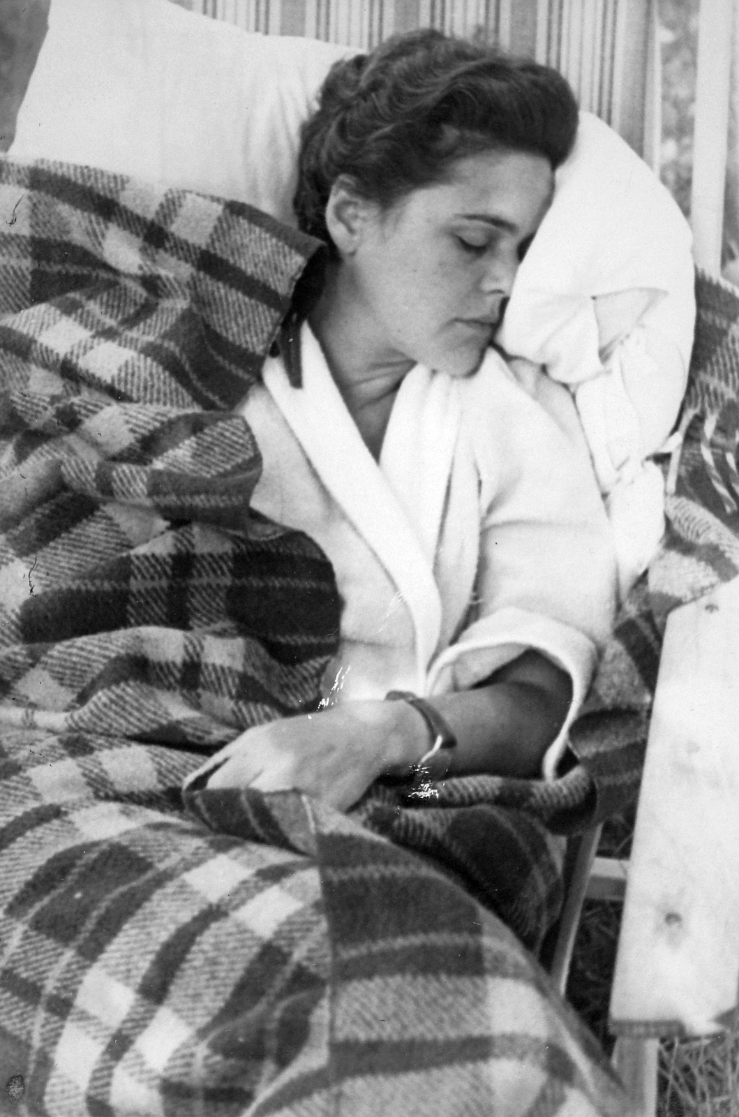1950, Hegedűs Judit, portrait, wrist watch, sleeping, Fortepan #21562