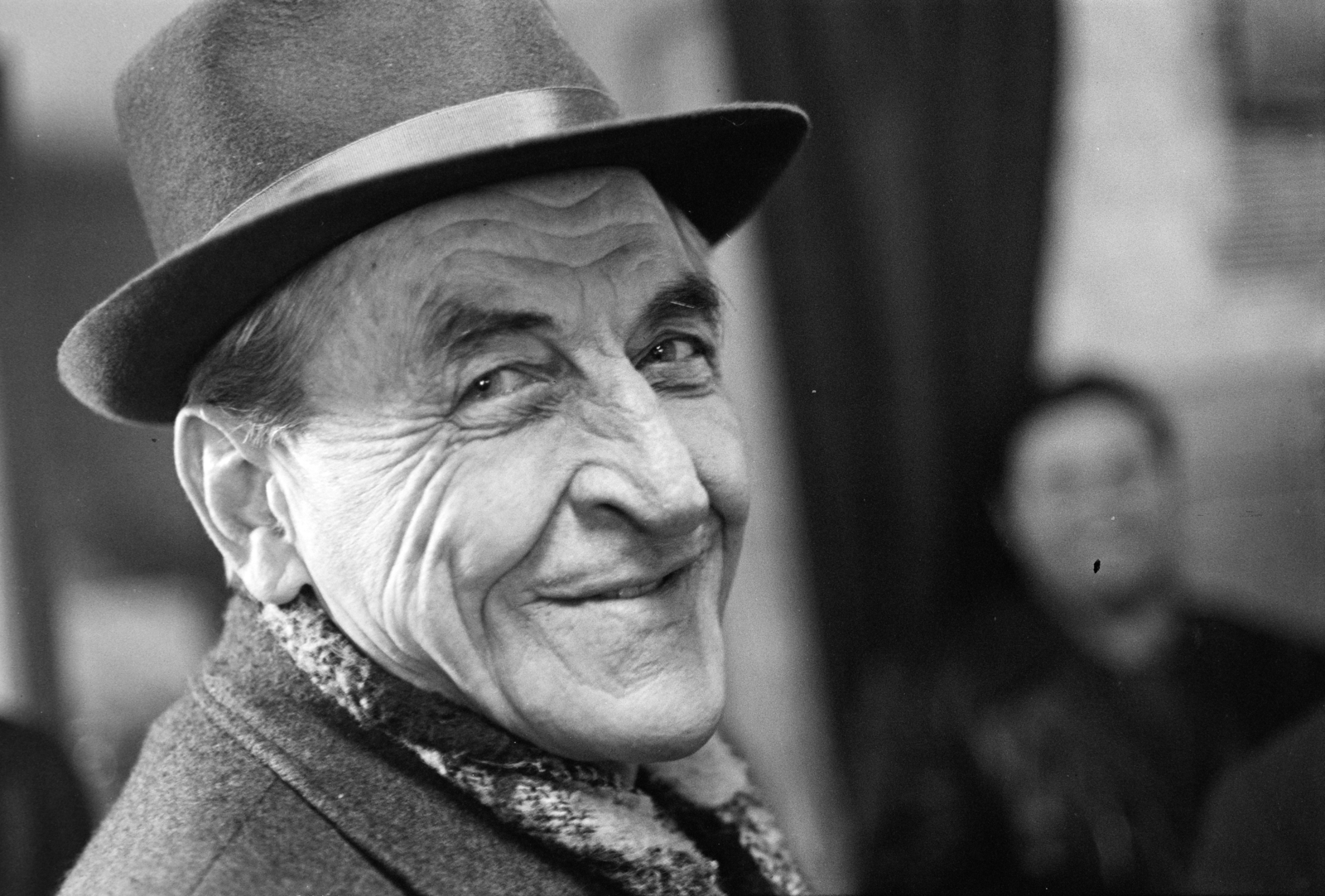 1973, Gothár Péter, man, hat, smile, old person, Fortepan #216612