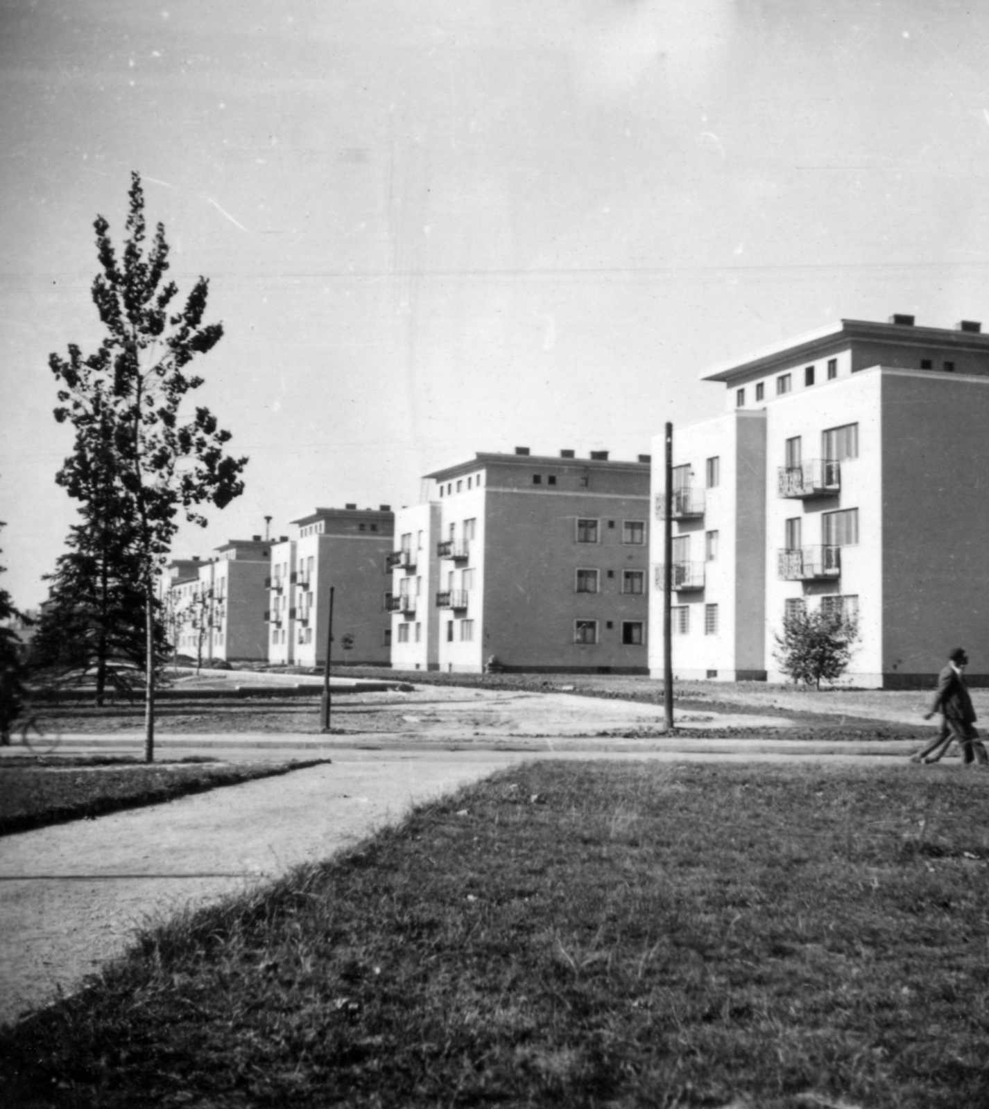 Hungary, Dunaújváros, (Sztálinváros), Május 1. utca., 1954, Barabás Sarolta, blocks, Fortepan #216946