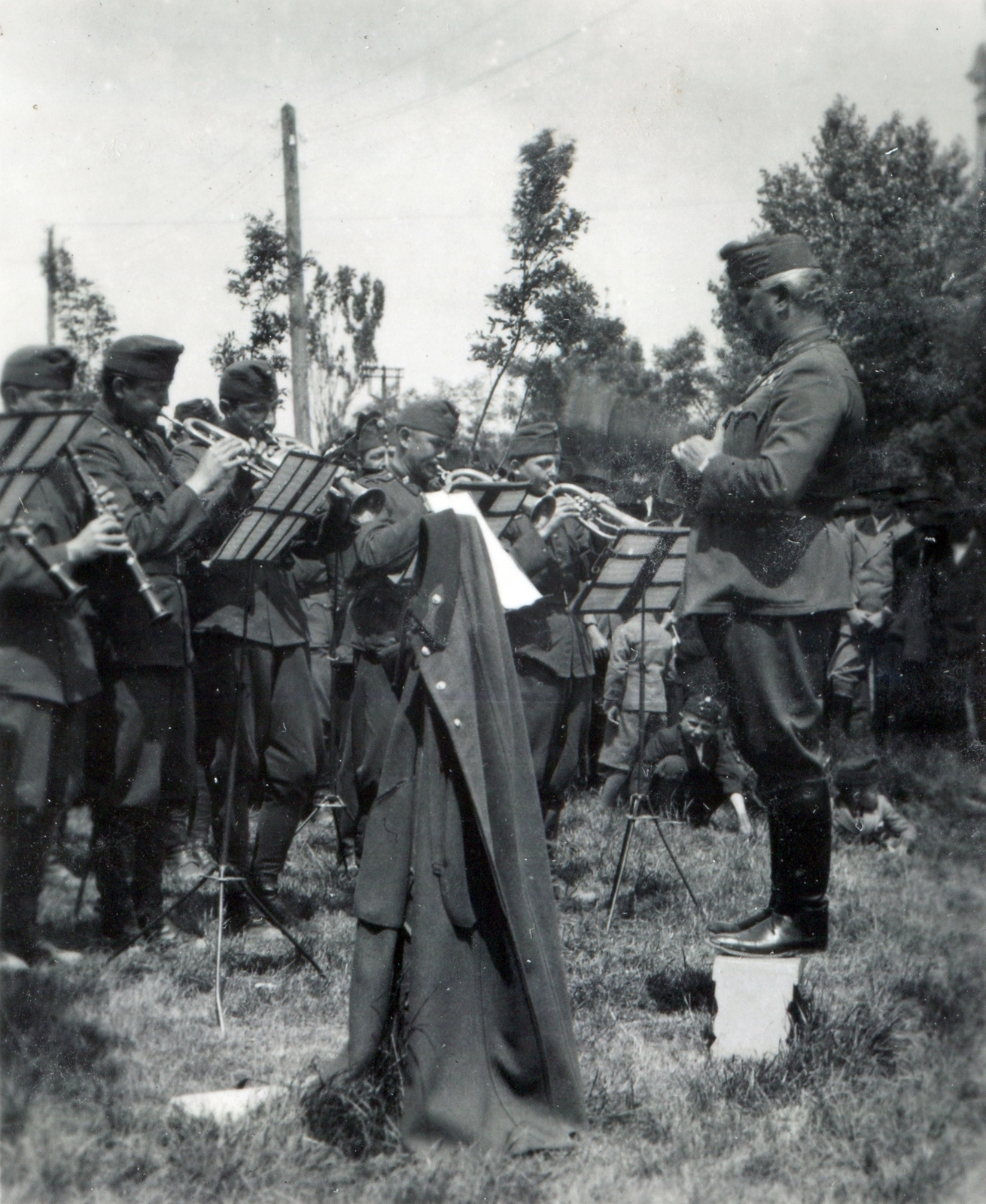 1941, Barabás Sarolta, military band, coat, conductor, Fortepan #216981