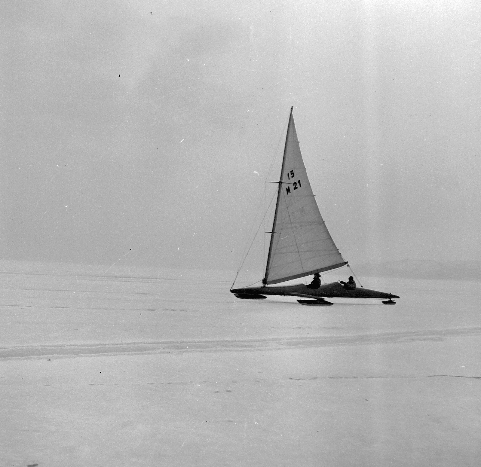 Hungary, Balatonfüred, jégvitorlás., 1956, Kotnyek Antal, sailboat, Fortepan #21722