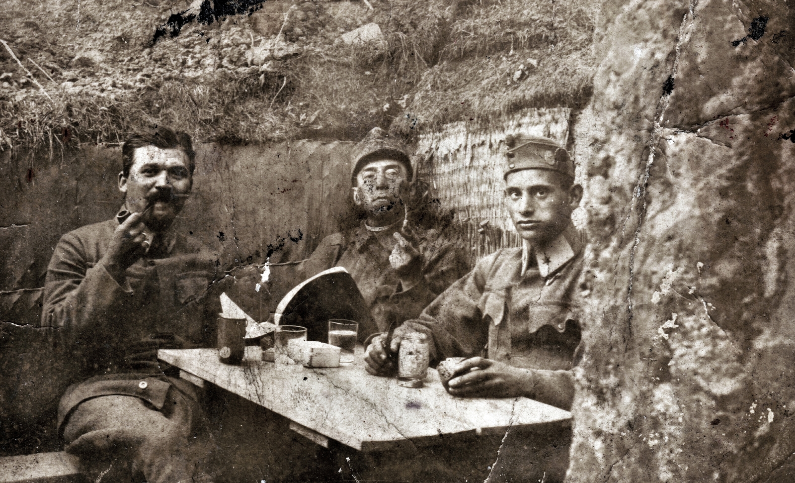 1916, Keresztesi Péter, First World War, trench, relaxation, Fortepan #217310