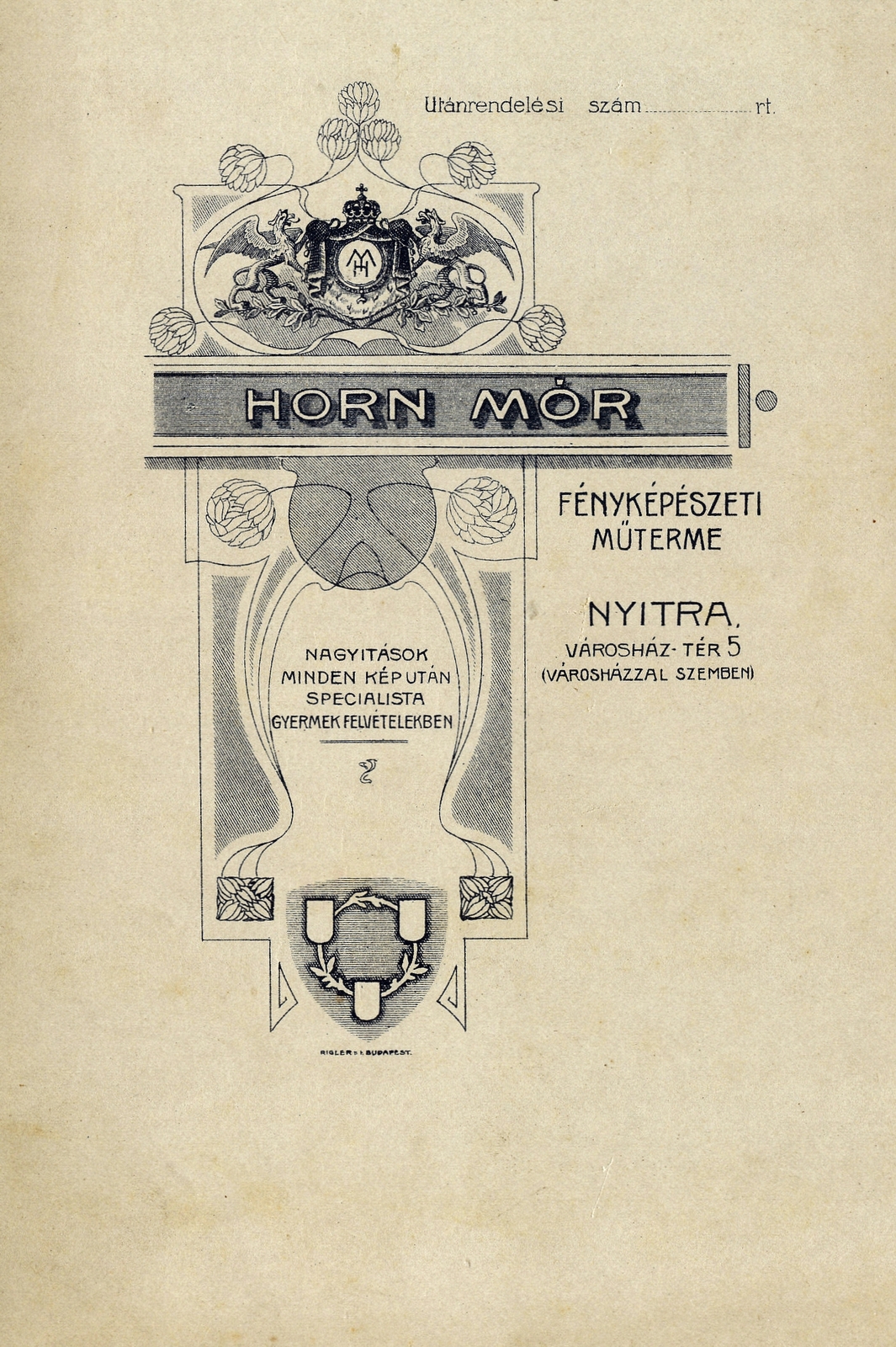 Nitra, 1904, Csuthy András, studio, verso, photographer, Fortepan #217610