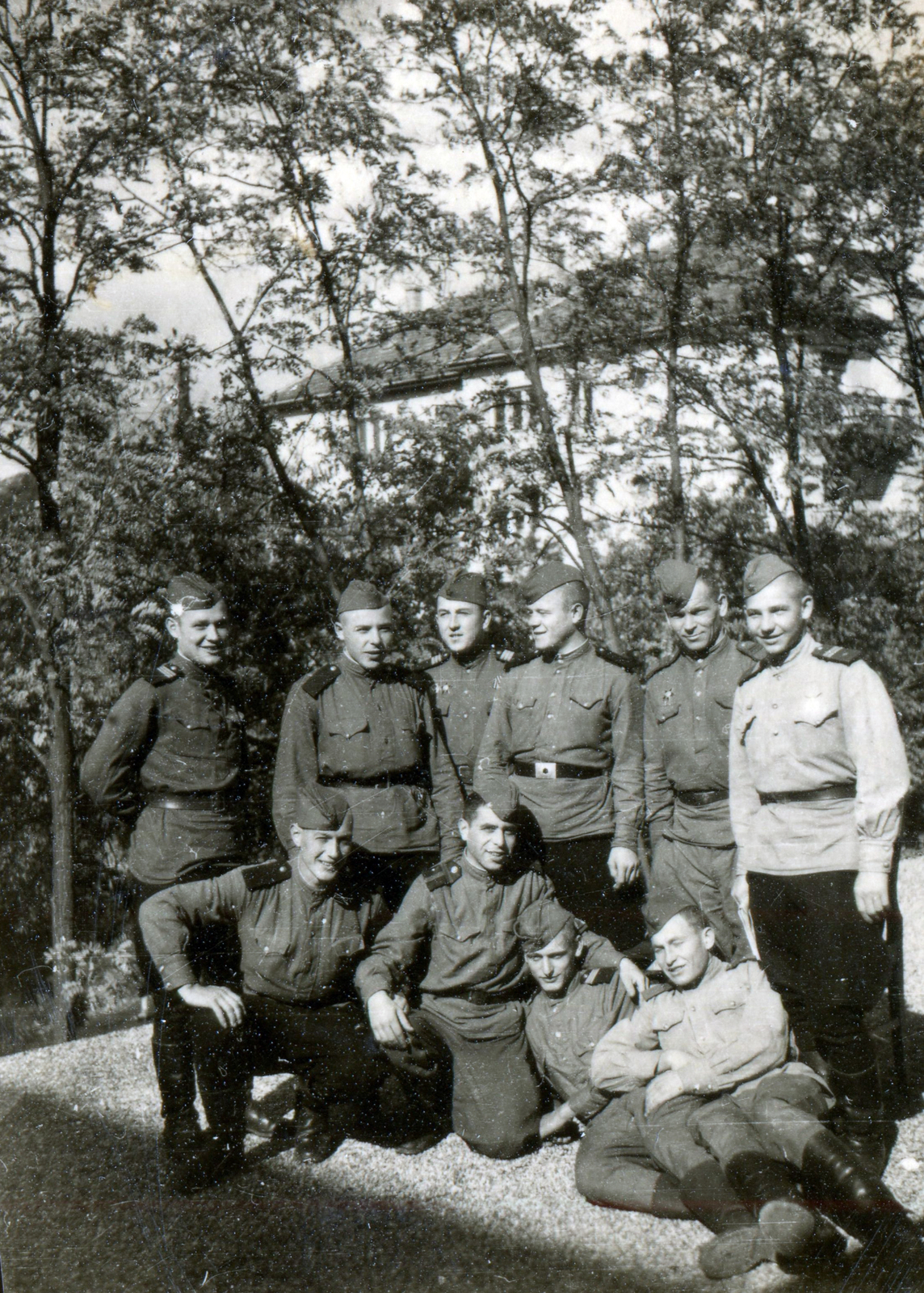 1945, Mihályi Balázs, szovjet katona, csoportkép, Fortepan #217790