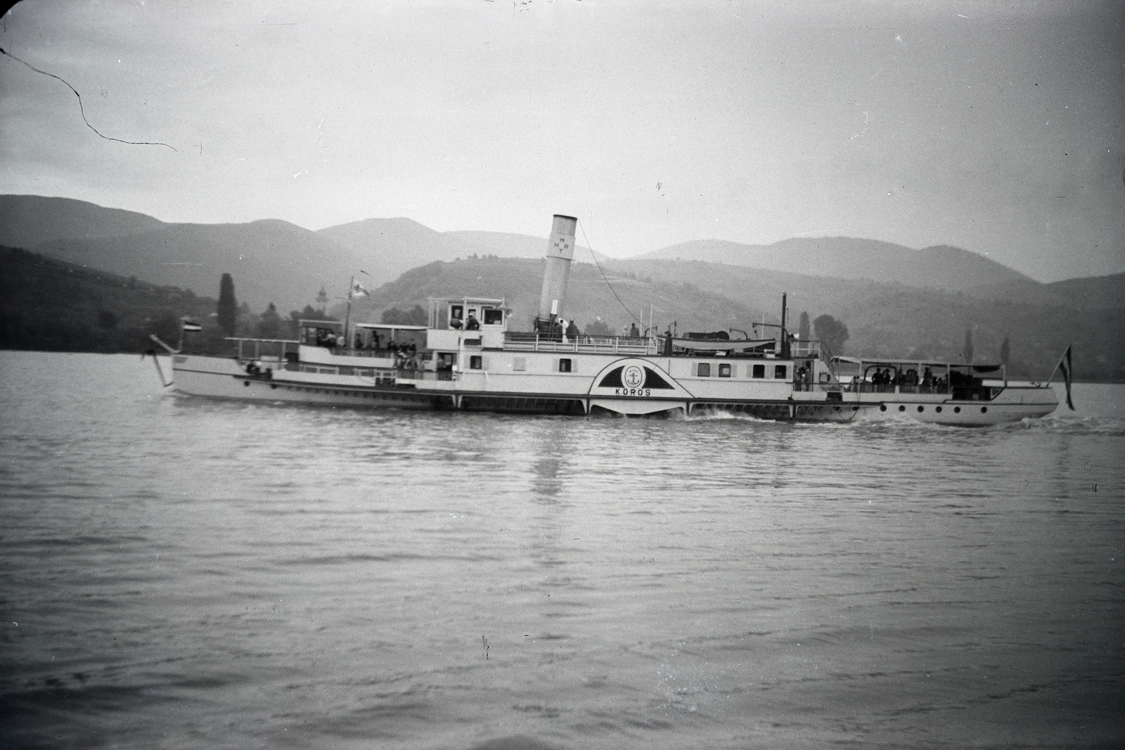Hungary,Danube Bend, Visegrád, a Körös oldalkerekes gőzhajó a Dunán., 1960, Almássy László, steamboat, Fortepan #217852