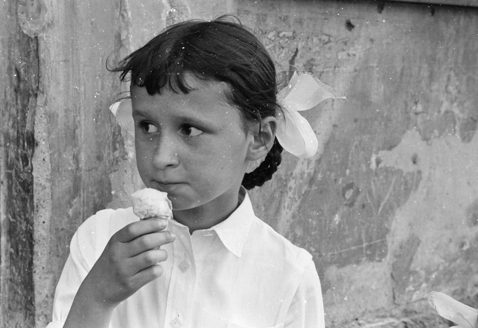 1956, BL, ice cream, ribbon, girl, Fortepan #218216