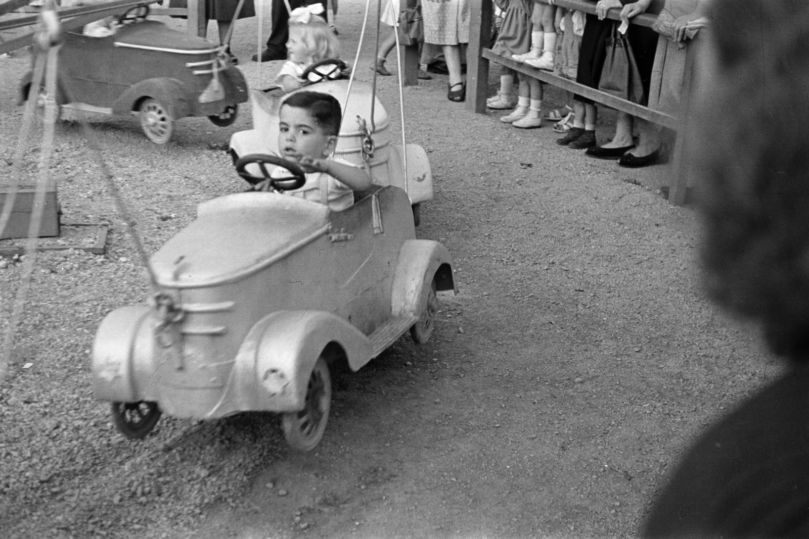 1954, BL, pedal car, carousel, amusement park, Fortepan #218280