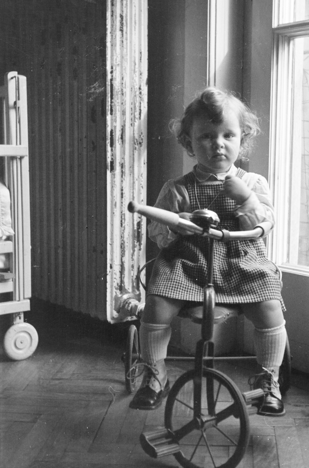 1953, BL, bicycle, girl, toy, kid, kids' tricycles, Fortepan #218322
