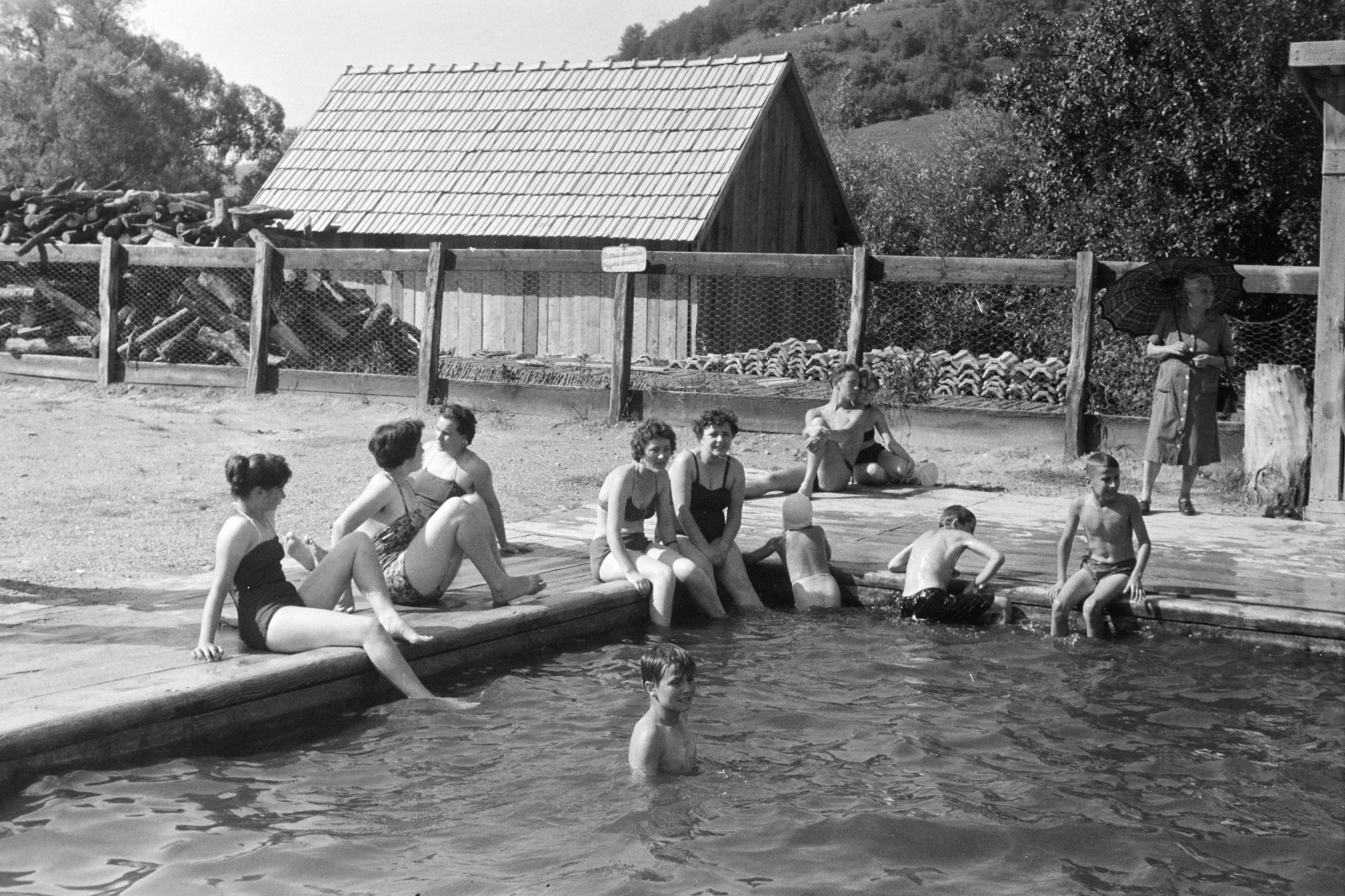 1958, Burszán Sándor, beach, Fortepan #218485