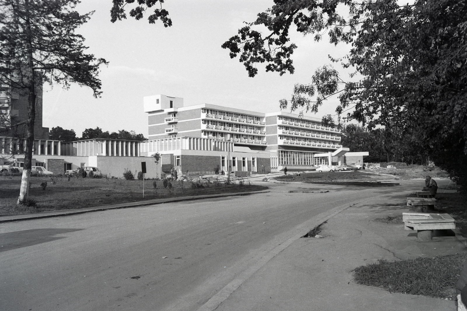 Románia,Erdély, Buziásfürdő, Strada Avram Iancu, Hotel Parc Buzias., 1982, Dőri András, Fortepan #218561