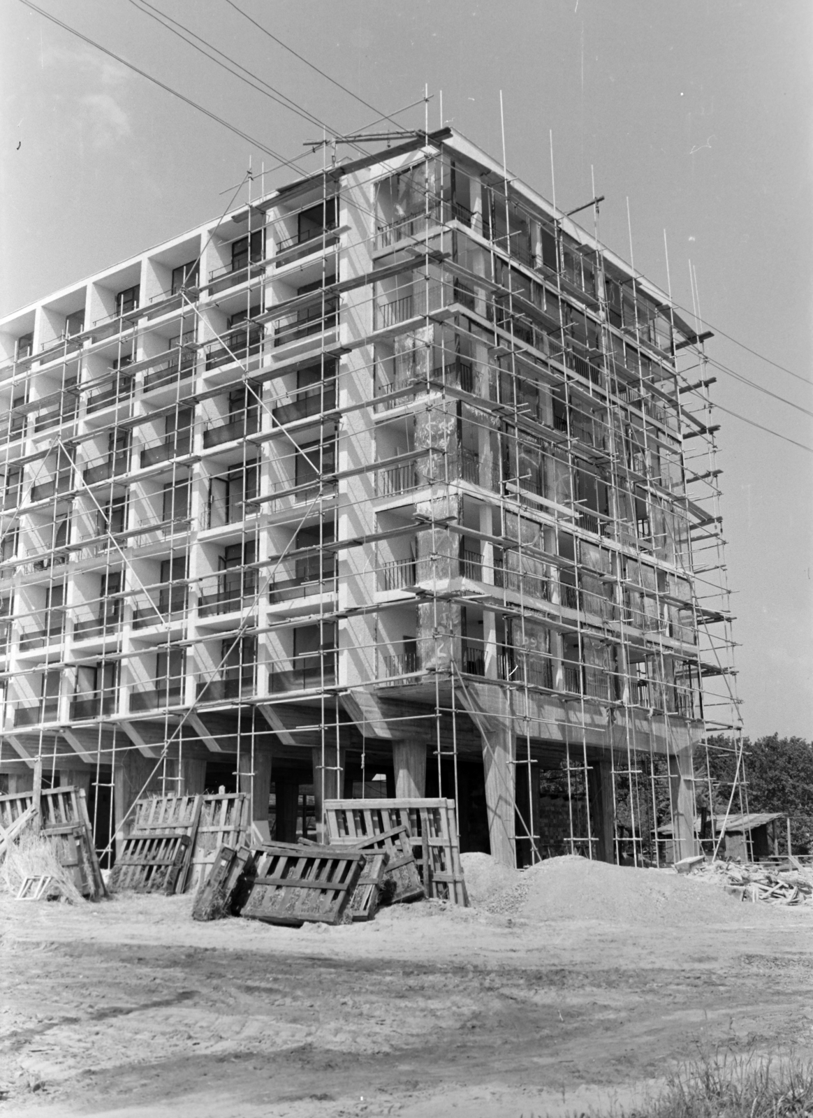 Hungary,Lake Balaton, Tihany, a Hotel Tihany építkezése., 1963, Hunyady József, Fortepan #218874