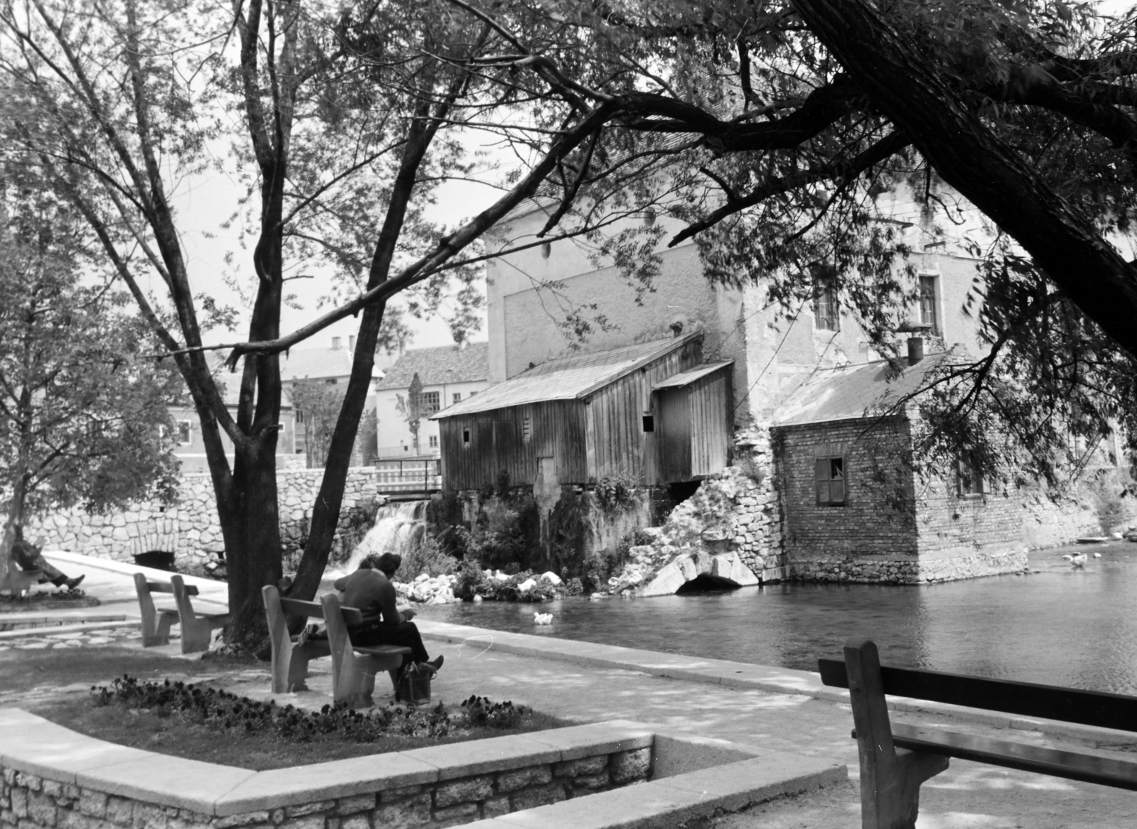 Hungary, Tapolca, Kis-tó, malom a Malom-tó kifolyásánál., 1963, Hunyady József, Fortepan #218879