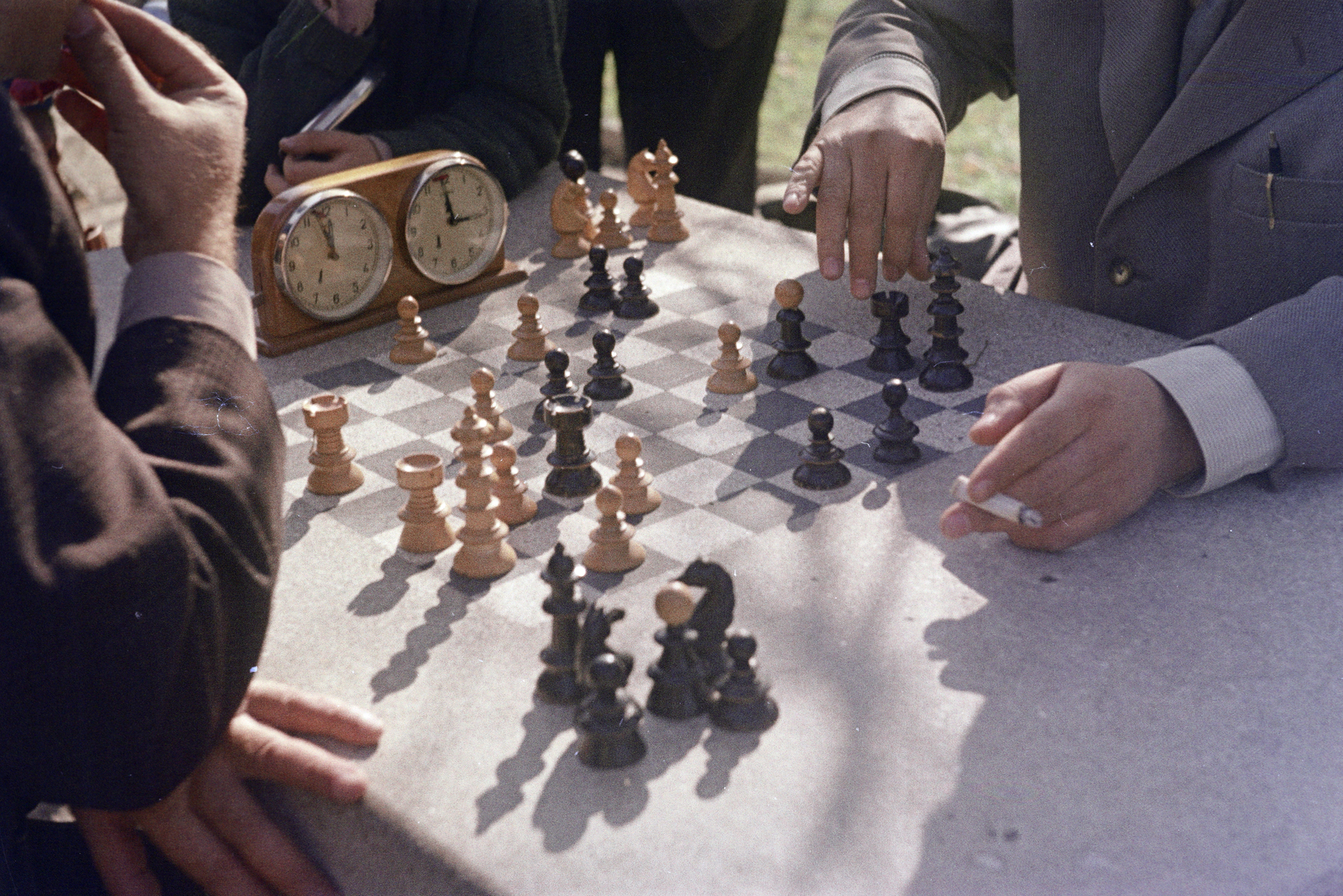 1964, László Áron, colorful, chess, watch, Fortepan #219558