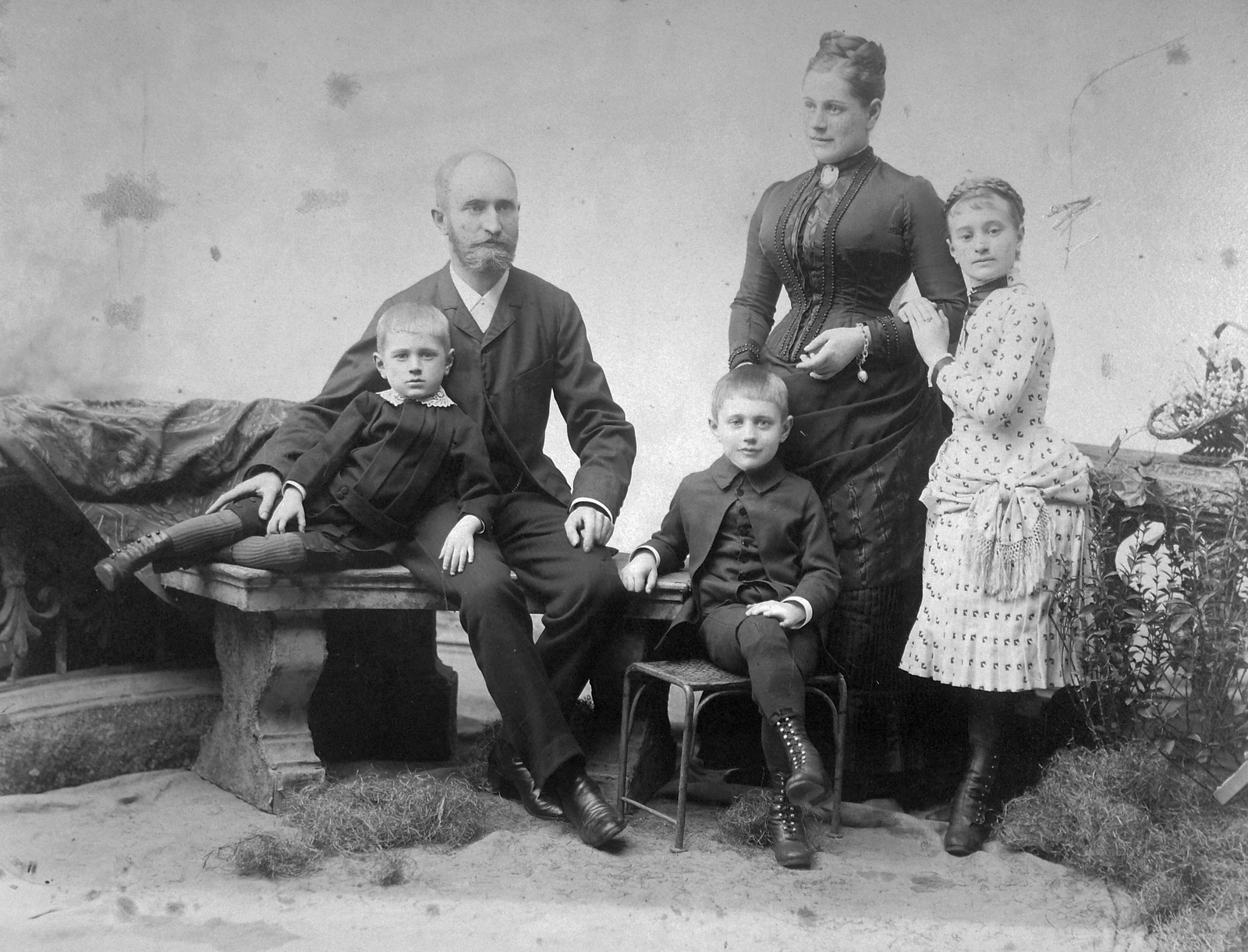 1900, Lakatos Mária, család, csoportkép, műterem, Fortepan #21997