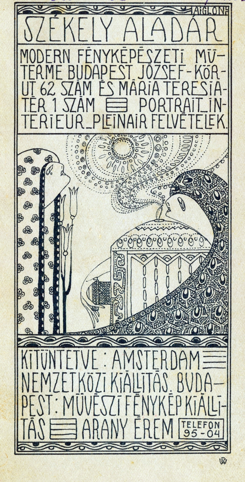 Hungary, Budapest VIII., Horváth Mihály (Mária Terézia) tér 1., Székely Aladár modern fényképészeti műterme., 1906, Háy András, Best of, drawing, Secession, verso, photographer, studio, Budapest, Fortepan #220159