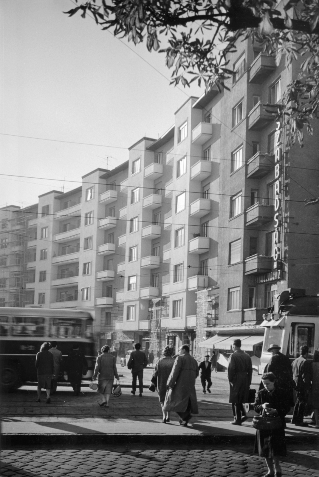 Hungary, Budapest XI., Bartók Béla út, villamosmegálló a Móricz Zsigmond körtérnél., 1961, Sólyi Ilona, Budapest, Fortepan #220570