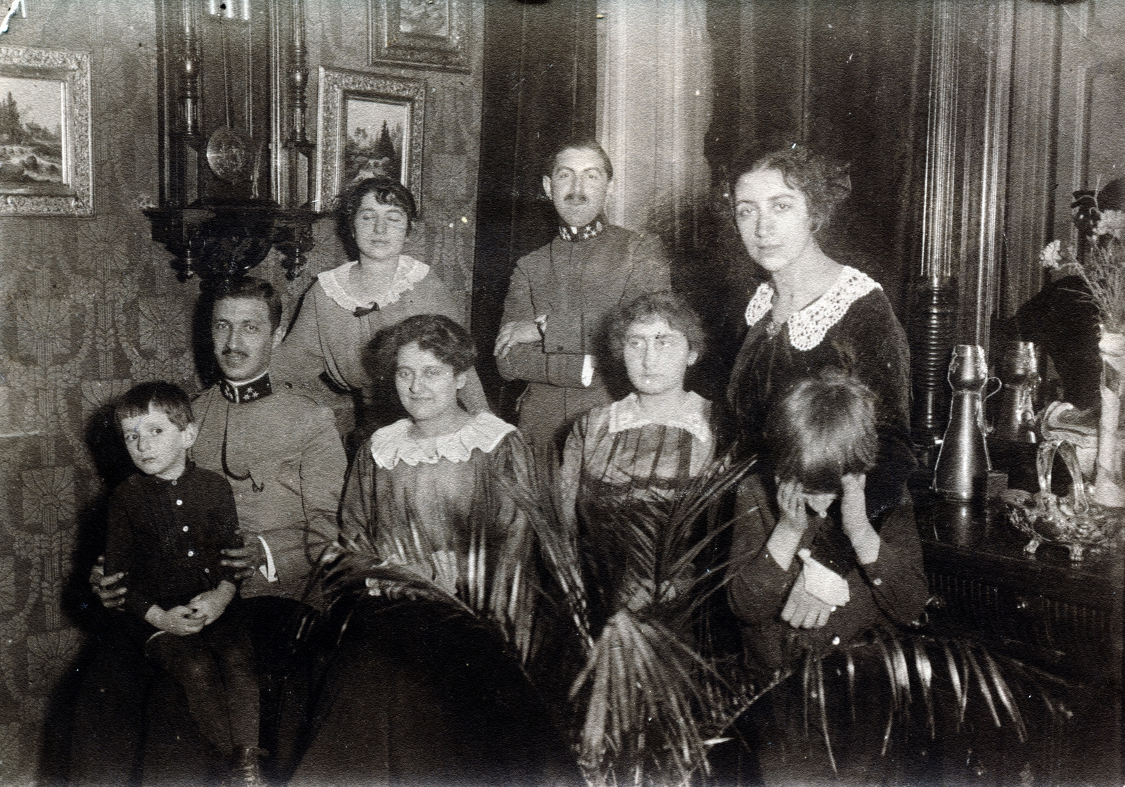 1915, Jakucs János, pendulum clock, sitting on lap, family, Fortepan #220789