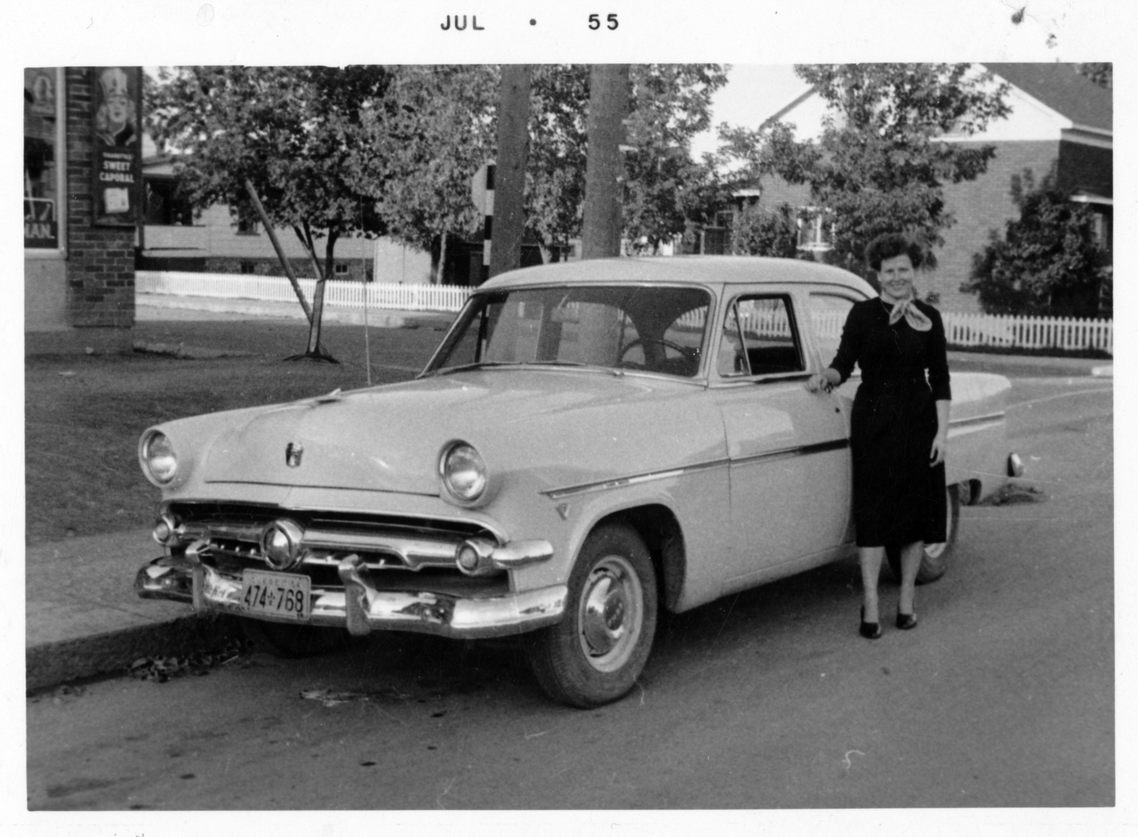 Canada, untitled, Montreal, 1955, Hámornik Balázs, number plate, automobile, lady, pride, Fortepan #221073