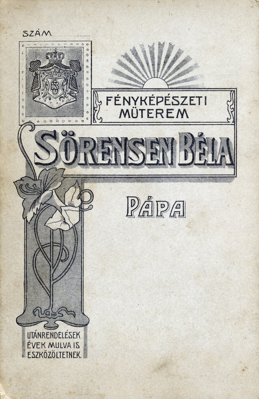 Pápa, 1908, Laborcz György, hátlap, fényképész, műterem, Fortepan #221158