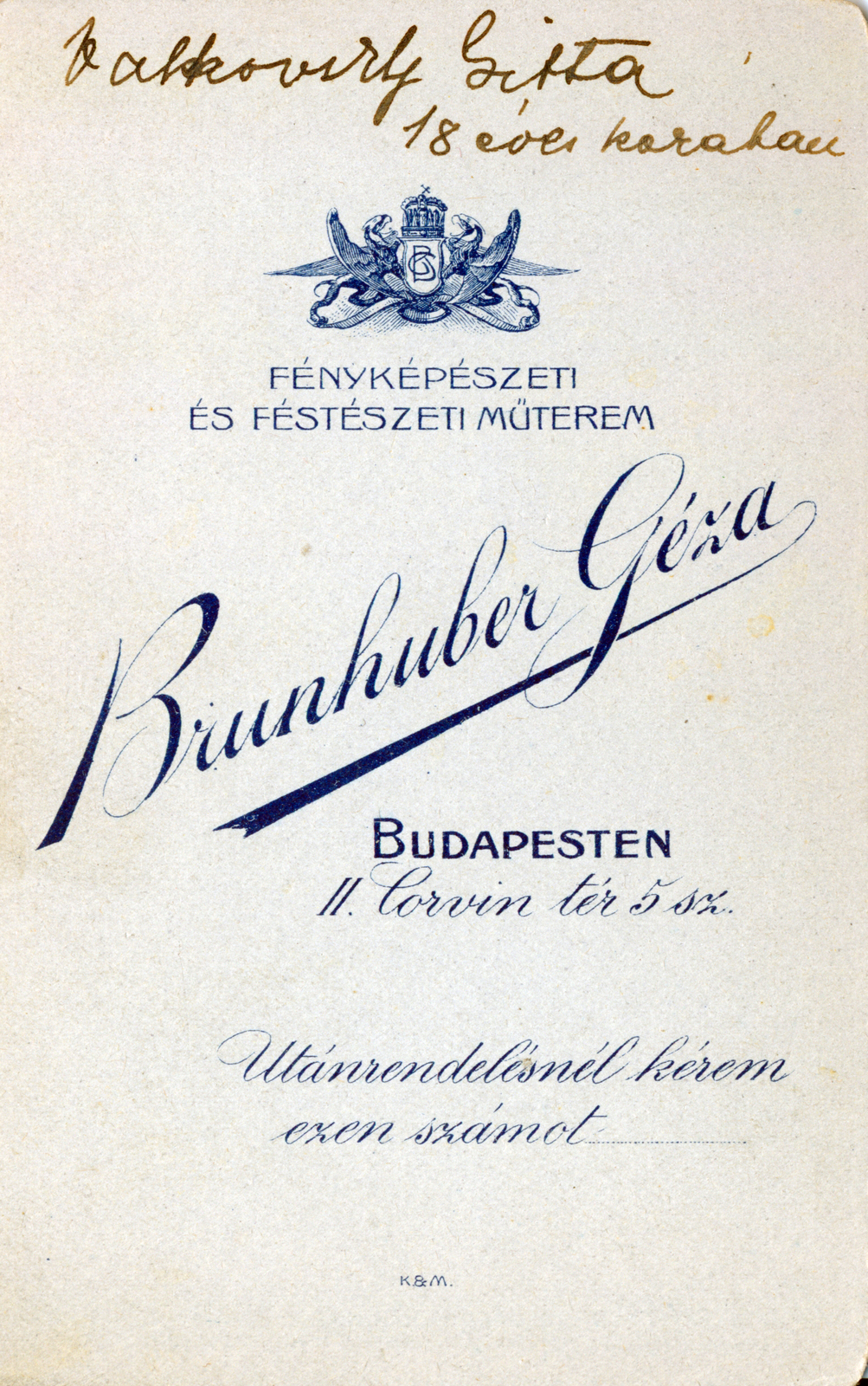 1900, Laborcz György, verso, photographer, studio, Fortepan #221291