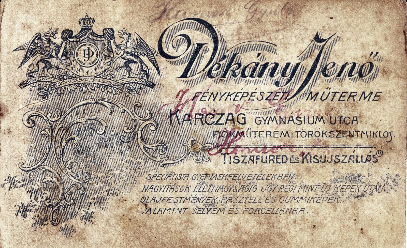 Karcag, 1900, Laborcz György, hátlap, fényképész, műterem, Fortepan #221294