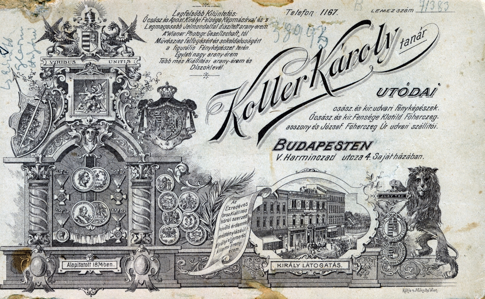 Magyarország, Budapest V., Harmincad utca 4., Koller Károly tanár, fényképész utódai., 1900, Fekete Bernadette, hátlap, fényképész, műterem, Budapest, Fortepan #221302