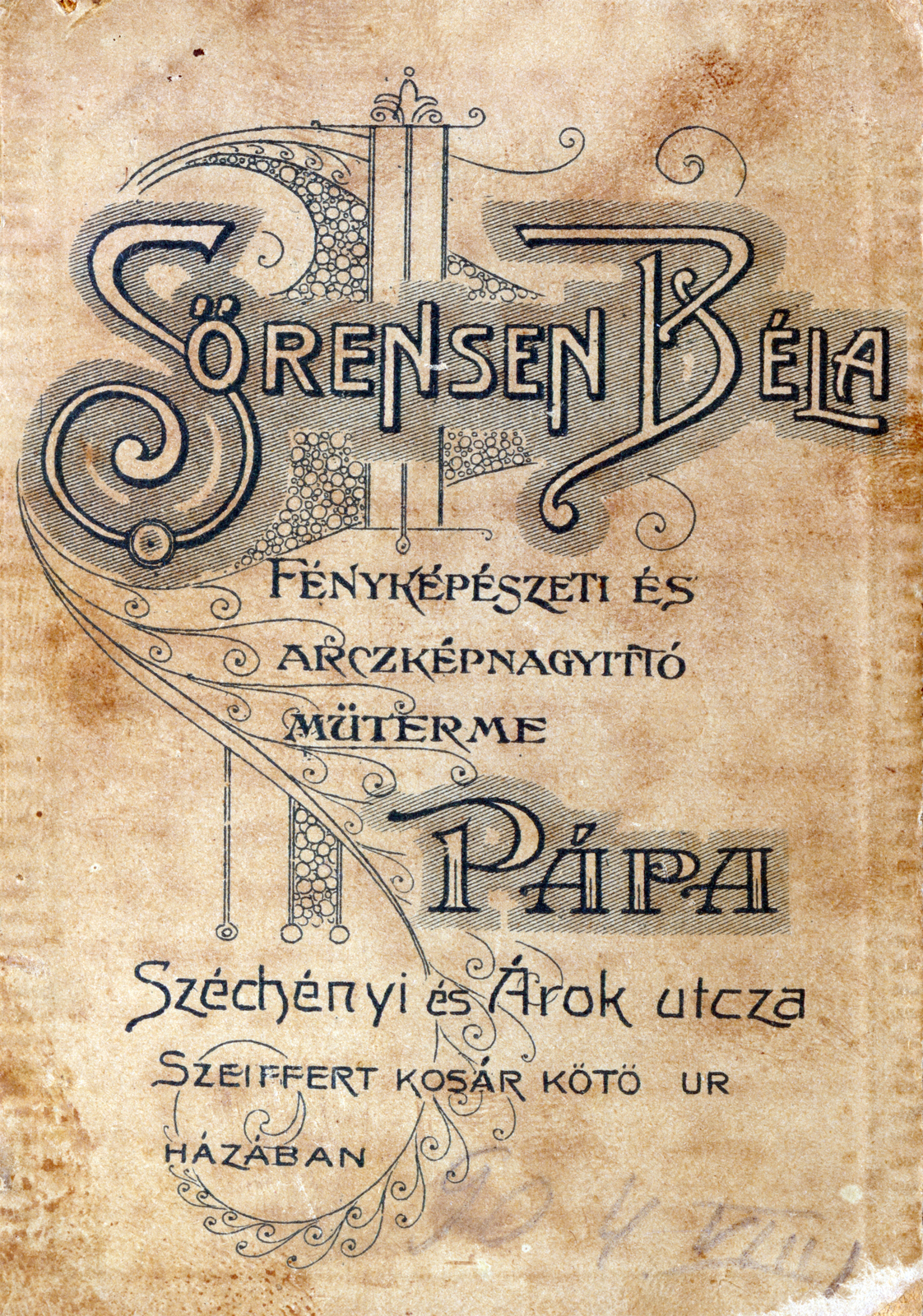 Pápa, 1905, Mokk Mónika, verso, photographer, studio, Fortepan #221448