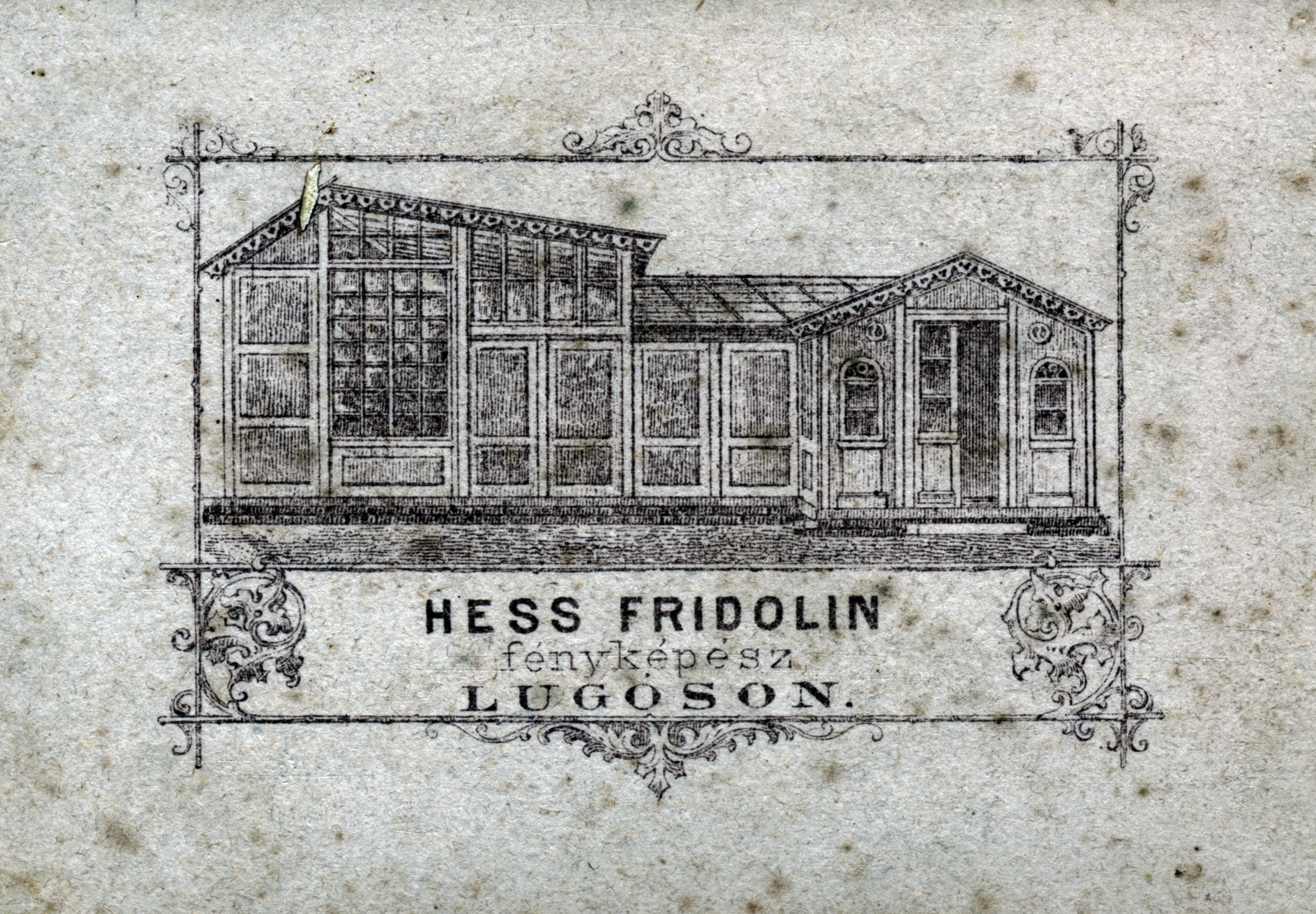 Lugos, 1900, Schleiner Béla, hátlap, fényképész, műterem, napfénytető, Fortepan #221905