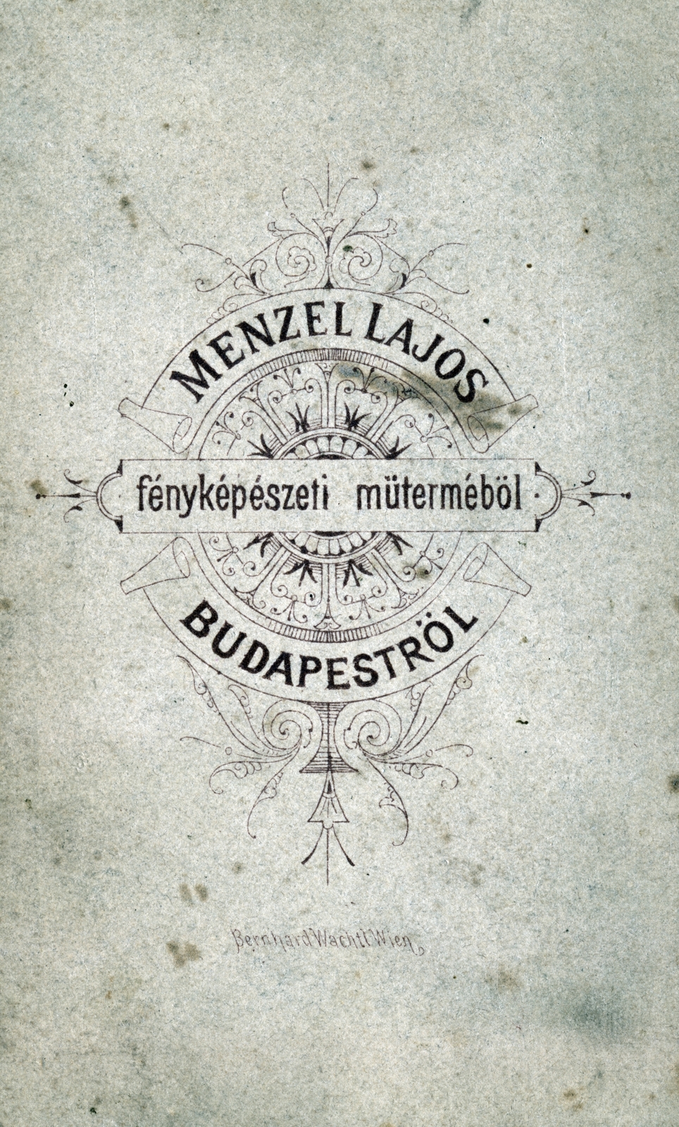 Magyarország, Budapest, Menzel Lajos fényképészeti műterme., 1900, Schleiner Béla, hátlap, fényképész, műterem, Fortepan #221920
