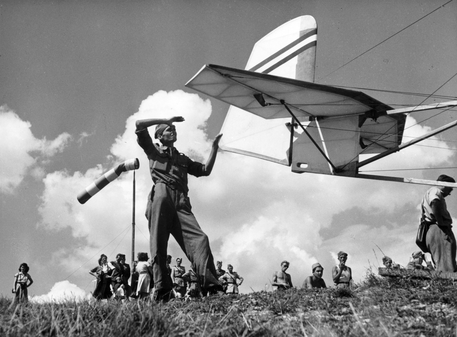 Hungary, Hármashatárhegy Airport, Budapest III., gumiköteles starthely a Hármashatárhegyi út közelében., 1951, Nasztanovics Ferenc, Budapest, sailplane, Fortepan #222041