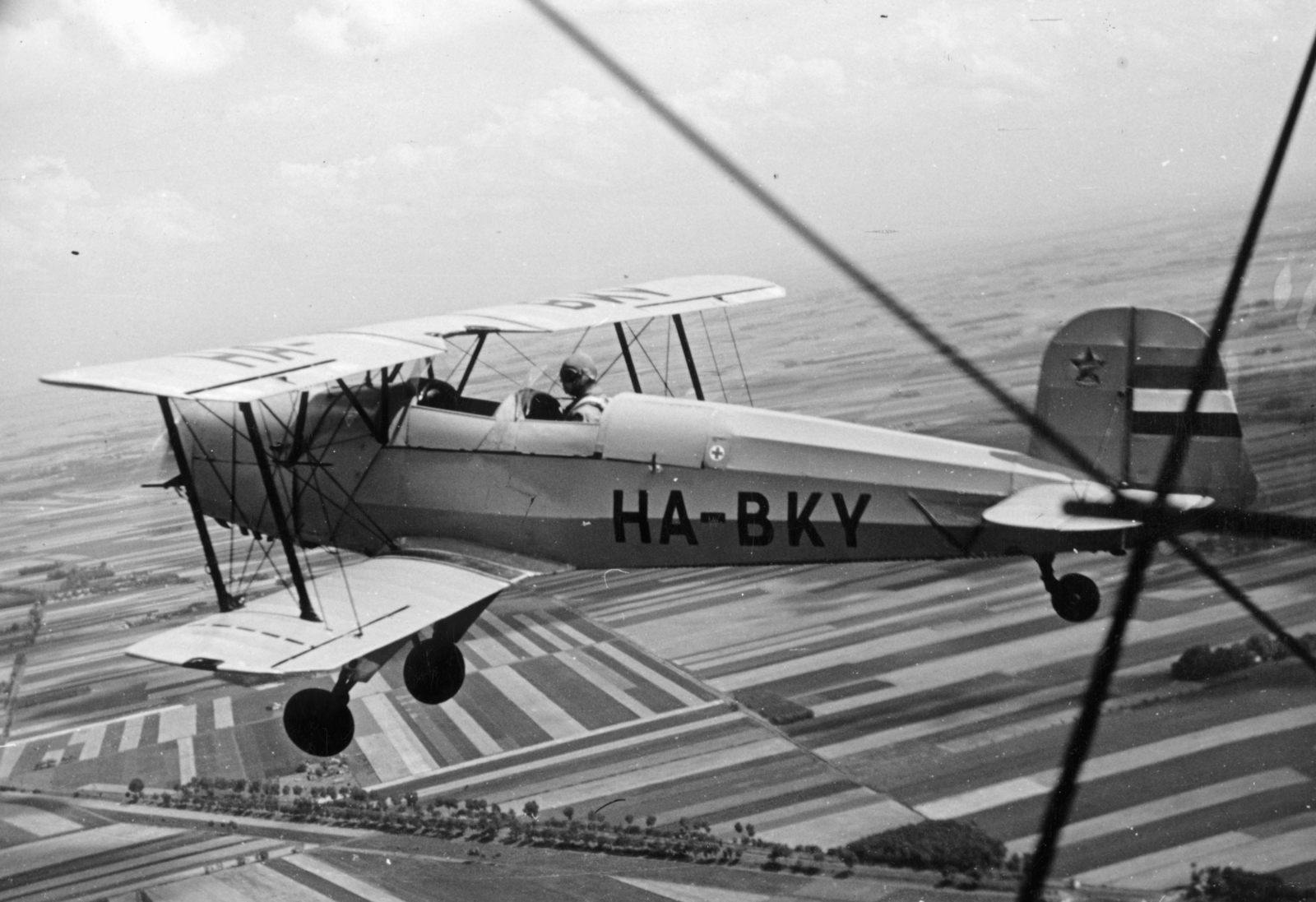 Magyarország, 1952, Nasztanovics Ferenc, Bücker Bü 131, légi felvétel, Fortepan #222135