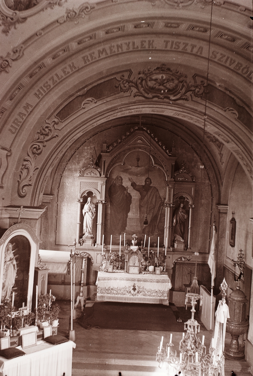 Hungary, Sajónémeti, Szent Péter és Pál apostol templom., 1942, Fortepan/Album002, church, altar, church interior, altarpiece, Fortepan #22220