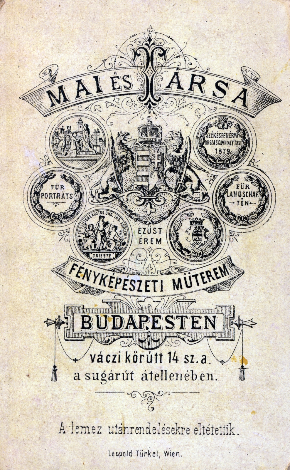 Magyarország, Budapest V., Bajcsy-Zsilinszky út (Váci körút) 14., Mai Manó és Társa fényképészeti műterme., 1900, Milkovits Gábor, hátlap, fényképész, műterem, Budapest, Fortepan #222262