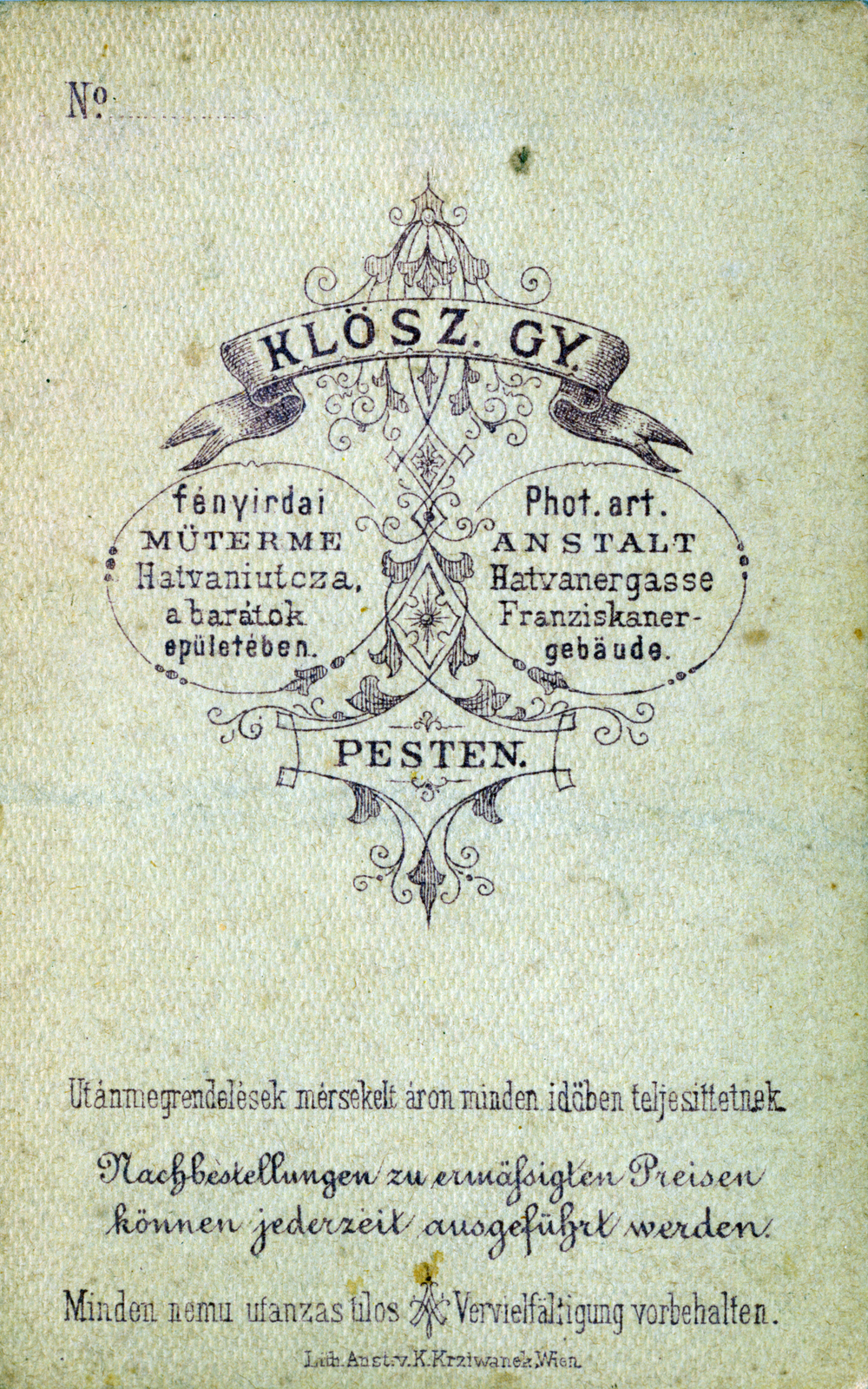 1900, Milkovits Gábor, hátlap, fényképész, műterem, Fortepan #222270