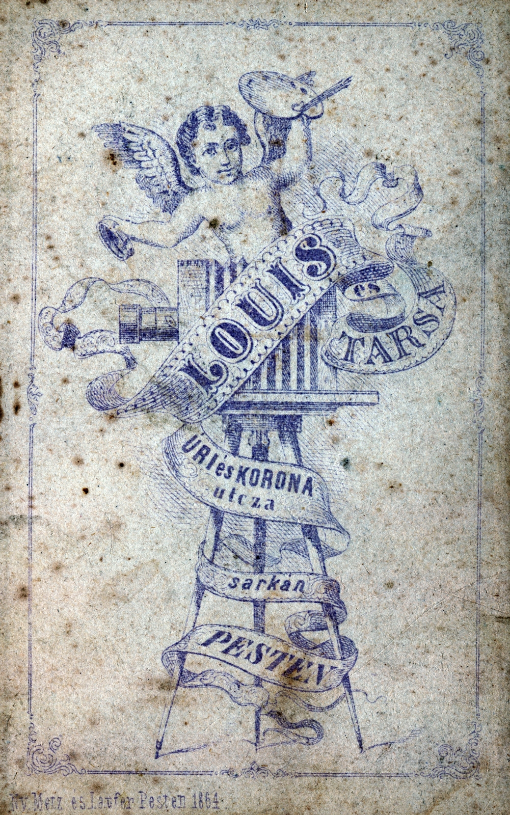 Magyarország, Budapest V., Petőfi Sándor (Úri) utca - Régi posta (Korona) utca sarkán, Louis és társa., 1900, Milkovits Gábor, hátlap, fényképész, műterem, Budapest, Fortepan #222271